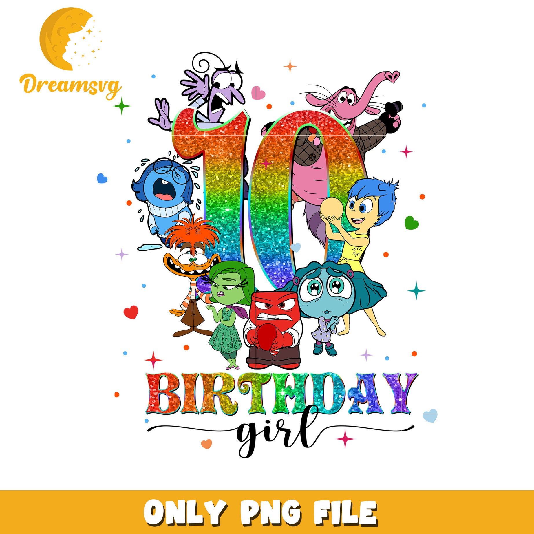 Inside Out 10th Birthday Girl PNG