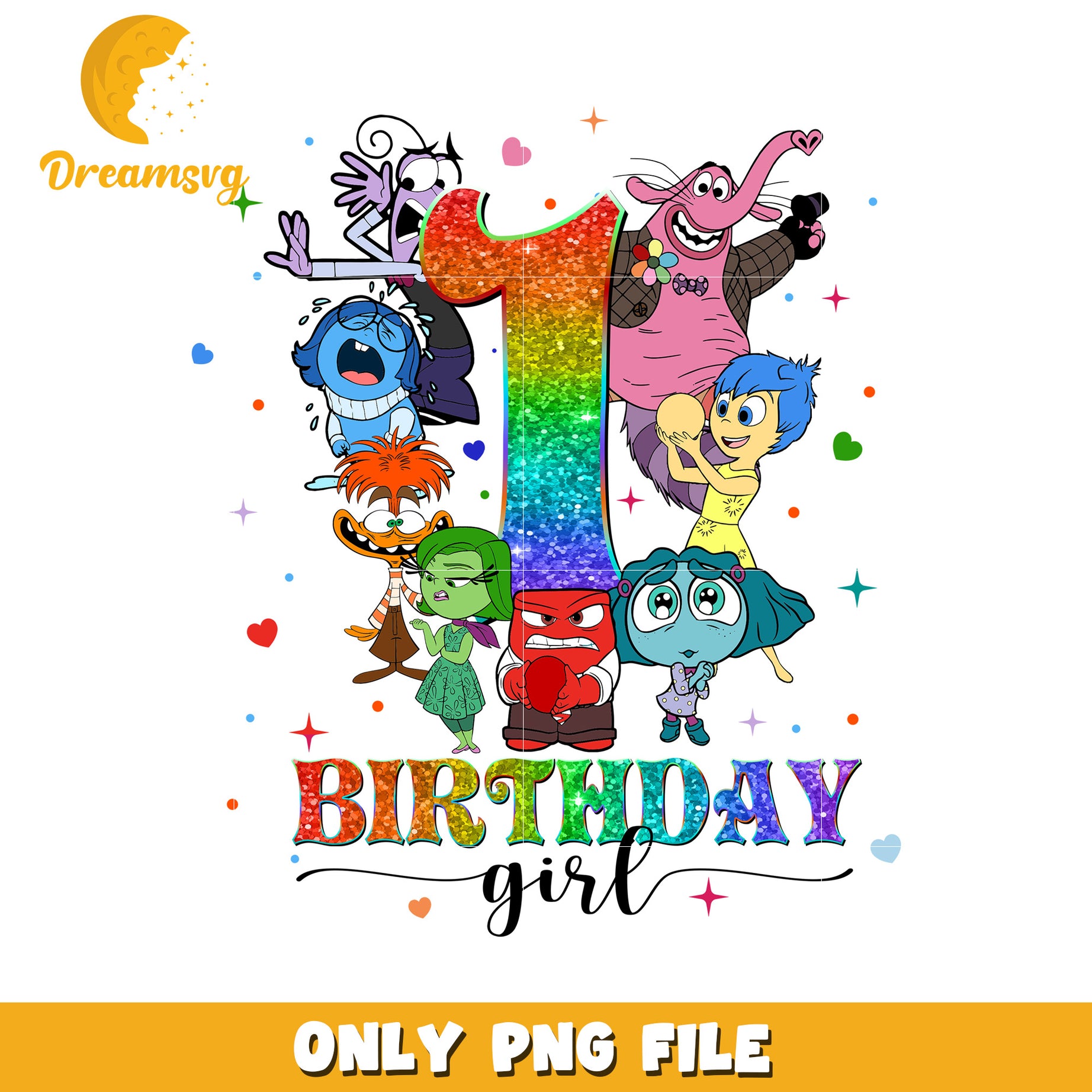 Inside Out 1st Birthday Girl PNG