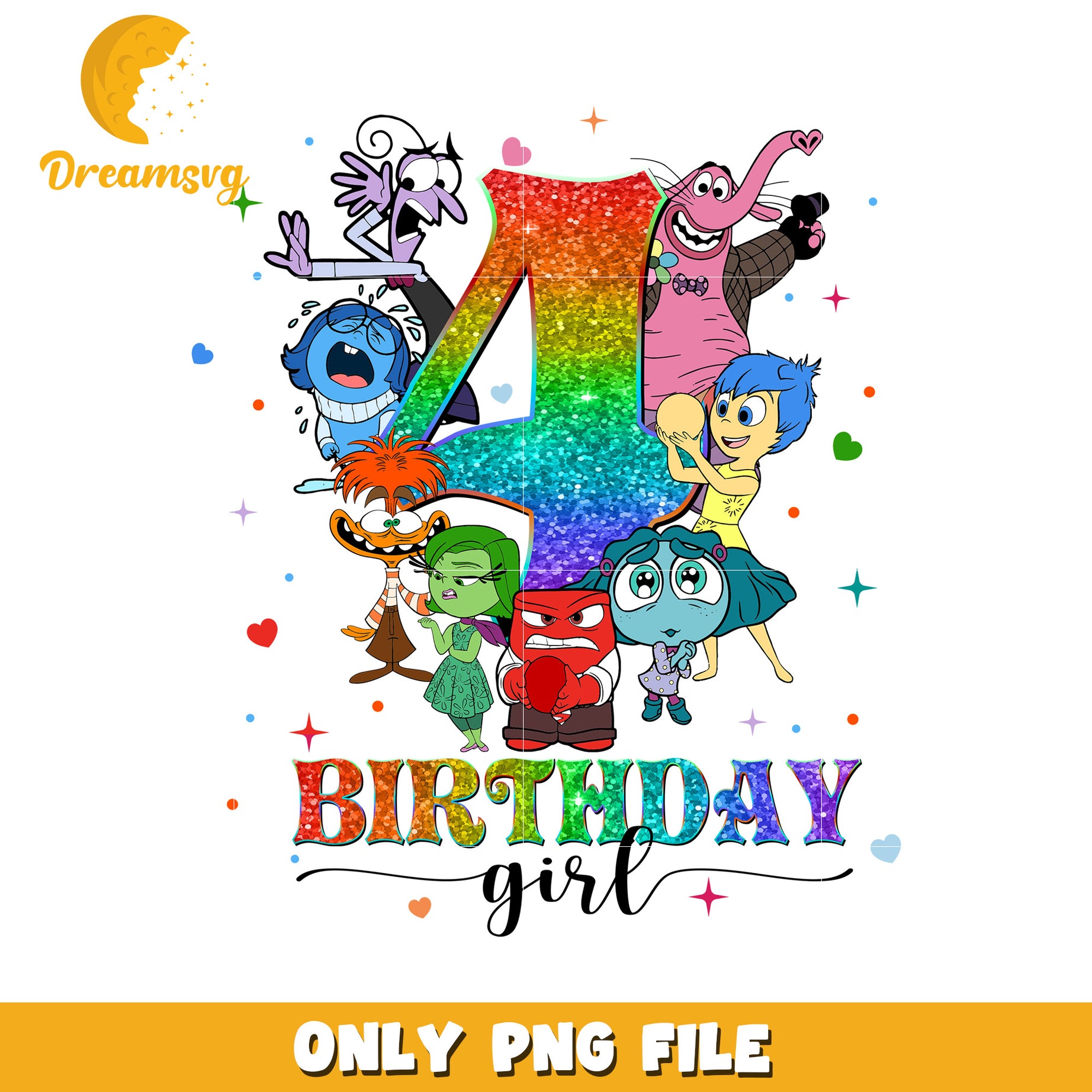 Inside Out 4th Birthday Girl PNG