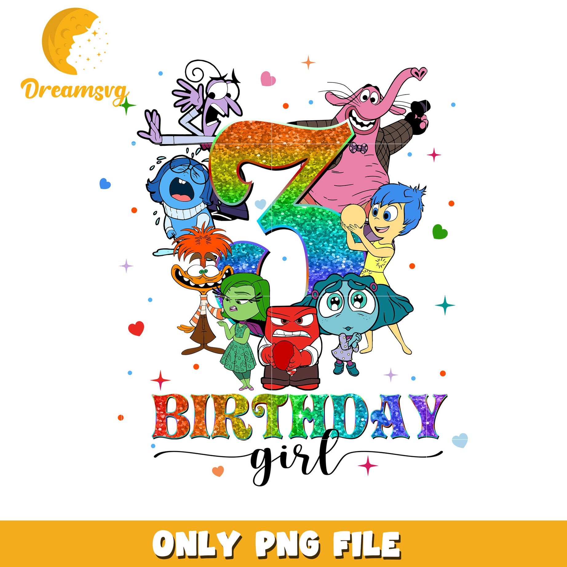 Inside Out 7th Birthday Girl PNG