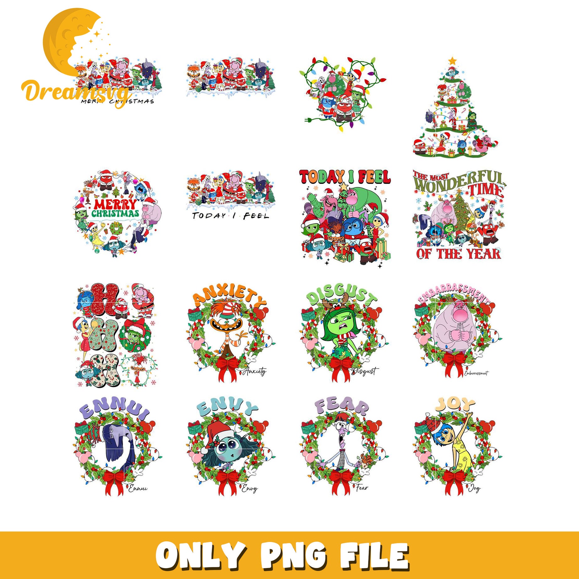 Inside Out Christmas PNG Bundle