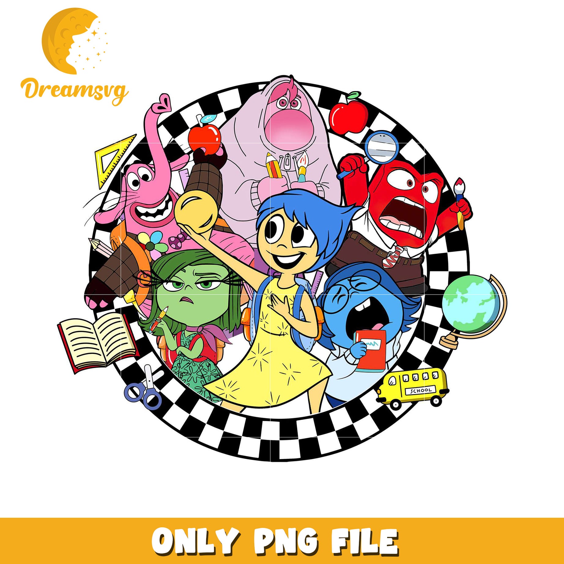 Inside Three Characters Inside Out PNG School Characters – DreamSVG Store