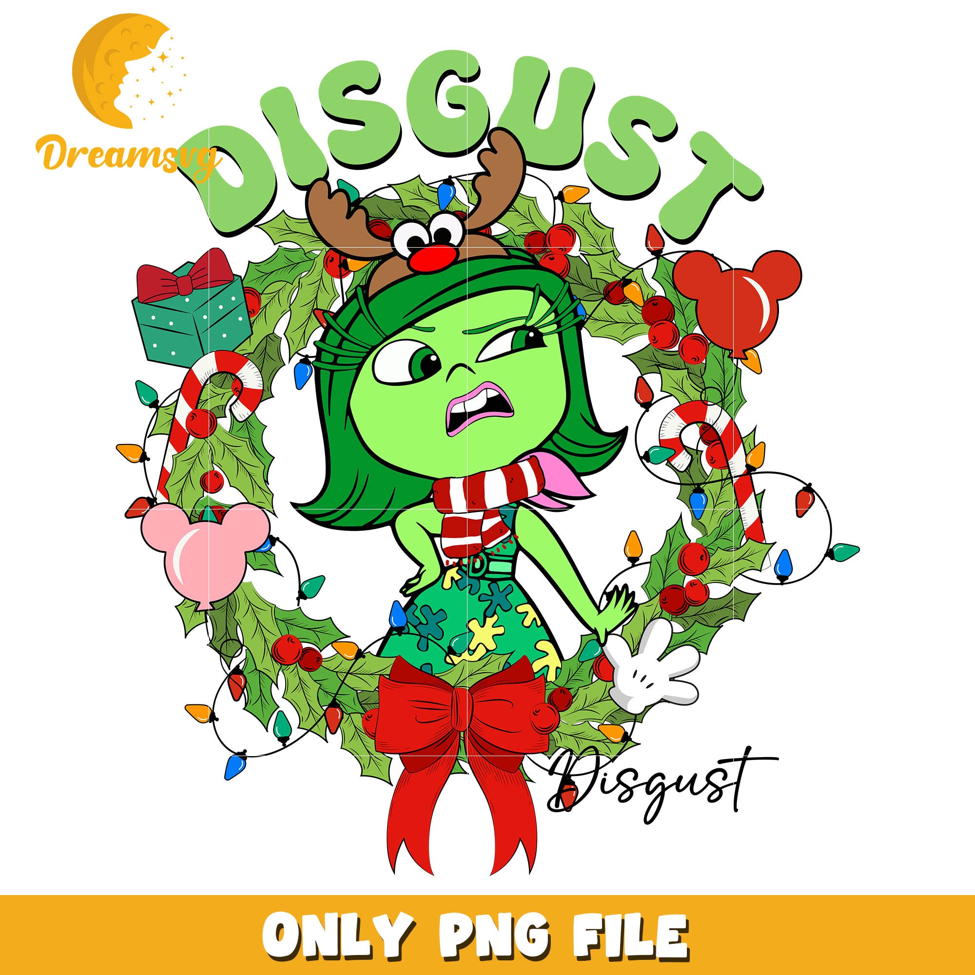 Inside out 2 disgust merry christmas png, inside out two png