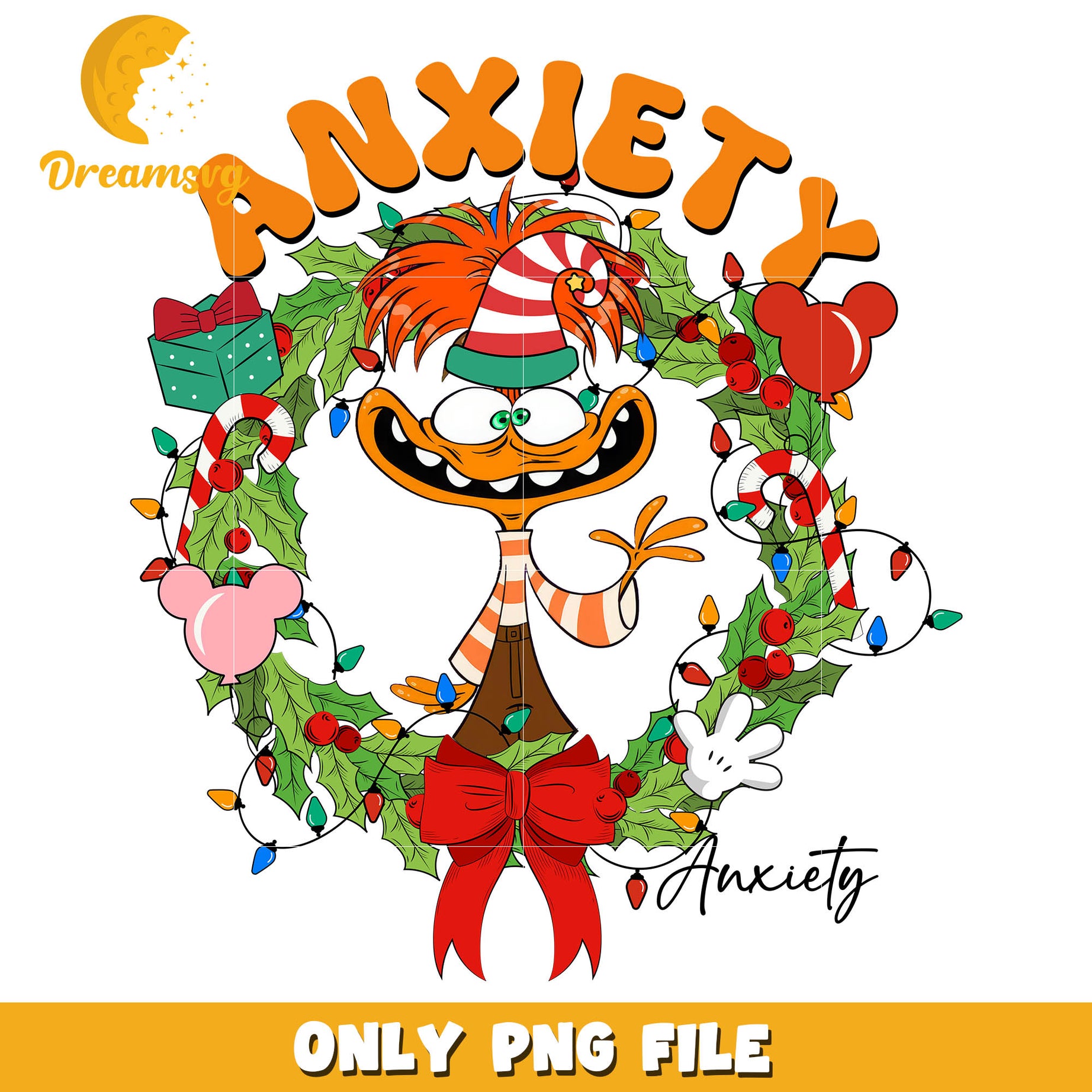 Inside out 2 anxiety merry christmas png, anxiety inside out​​ png