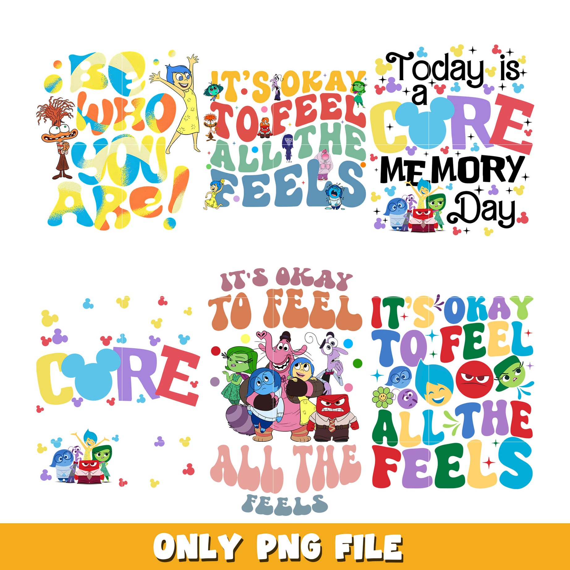 Inside out 2 rainbow bundle png, Inside Out 2 png, Disney cartoon png, Digital download 