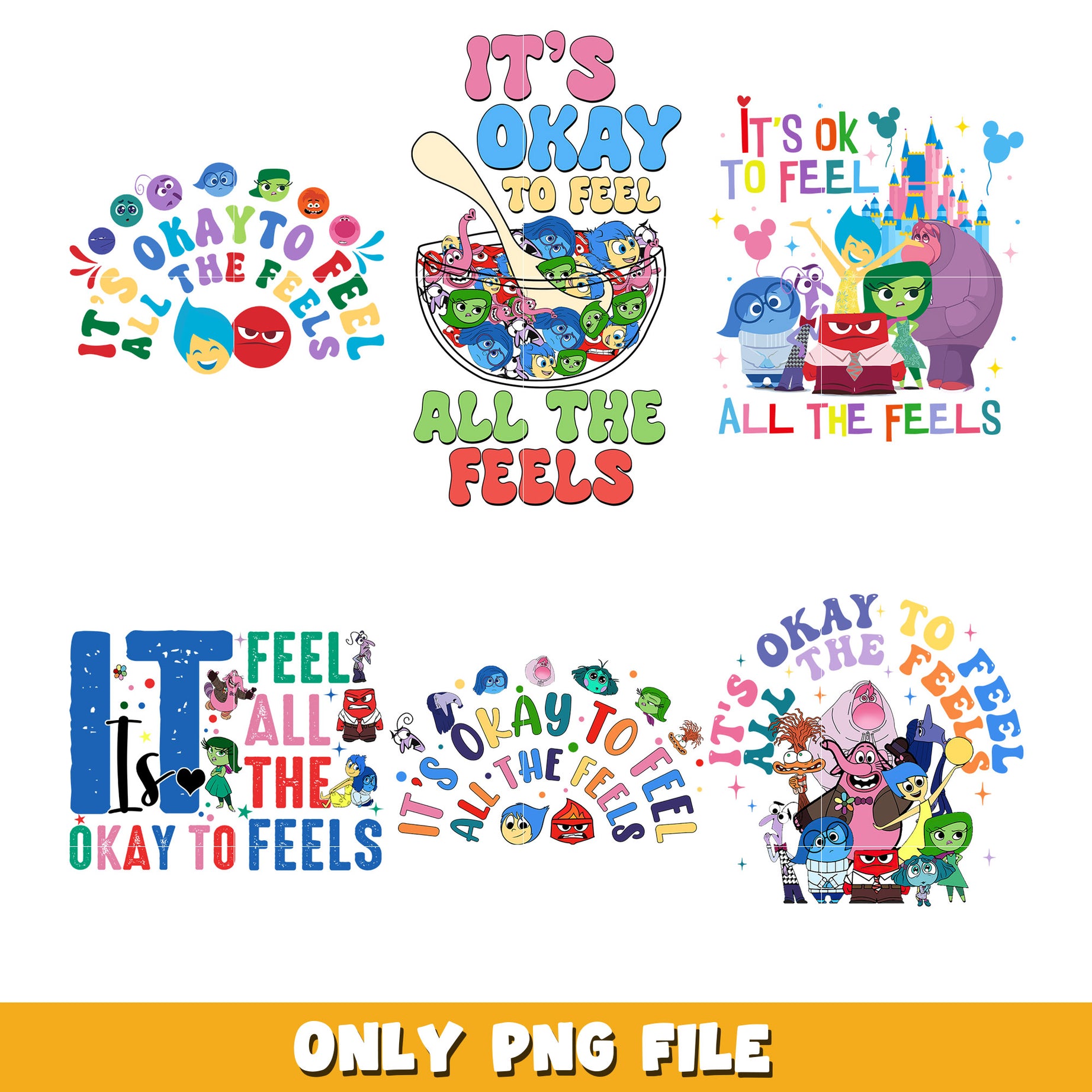 All the emotions inside out bundle png, Inside Out 2 png, Disney cartoon png, Digital download 