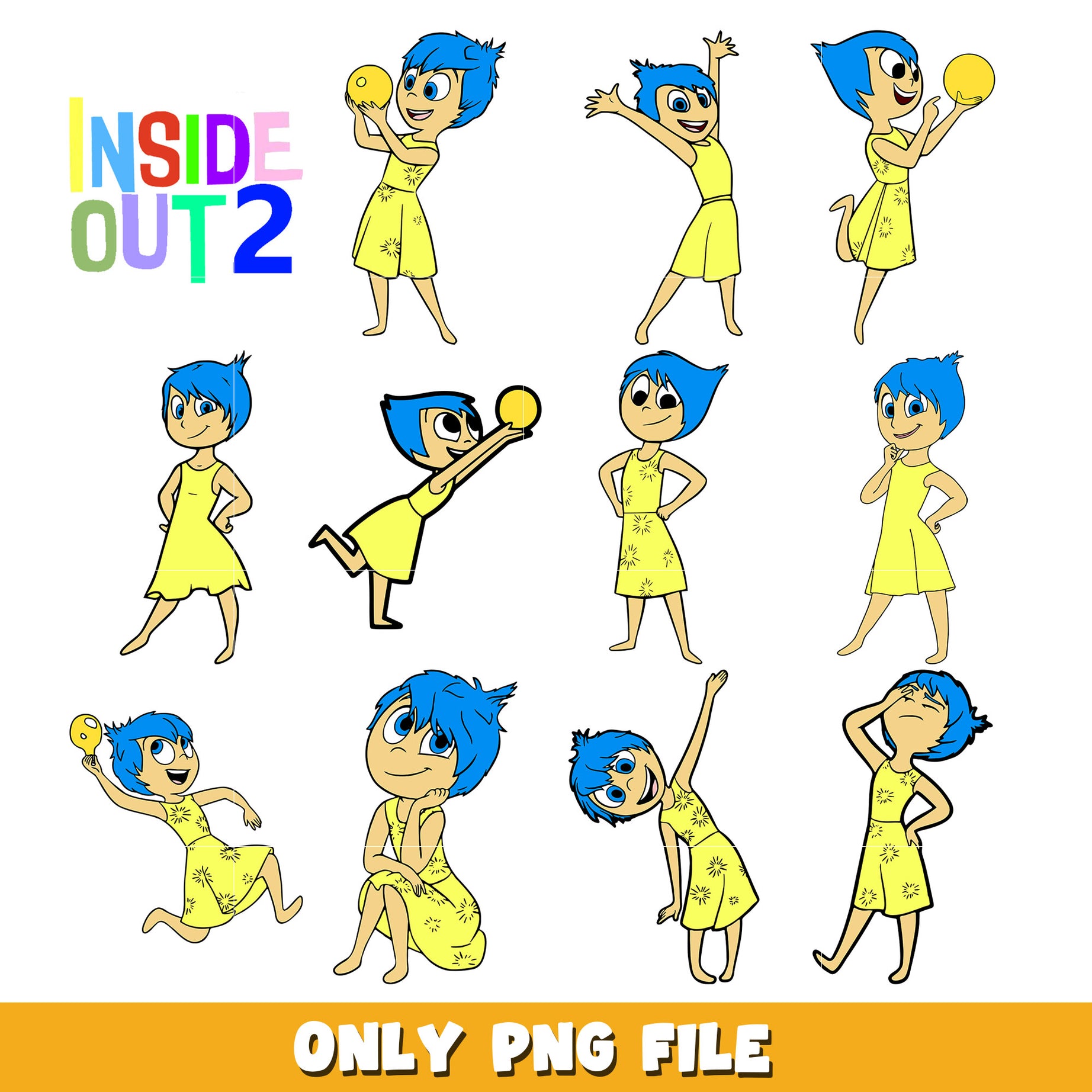 Joy Inside Out 2 bundle png, Inside Out 2 png, Disney cartoon png, Digital download 