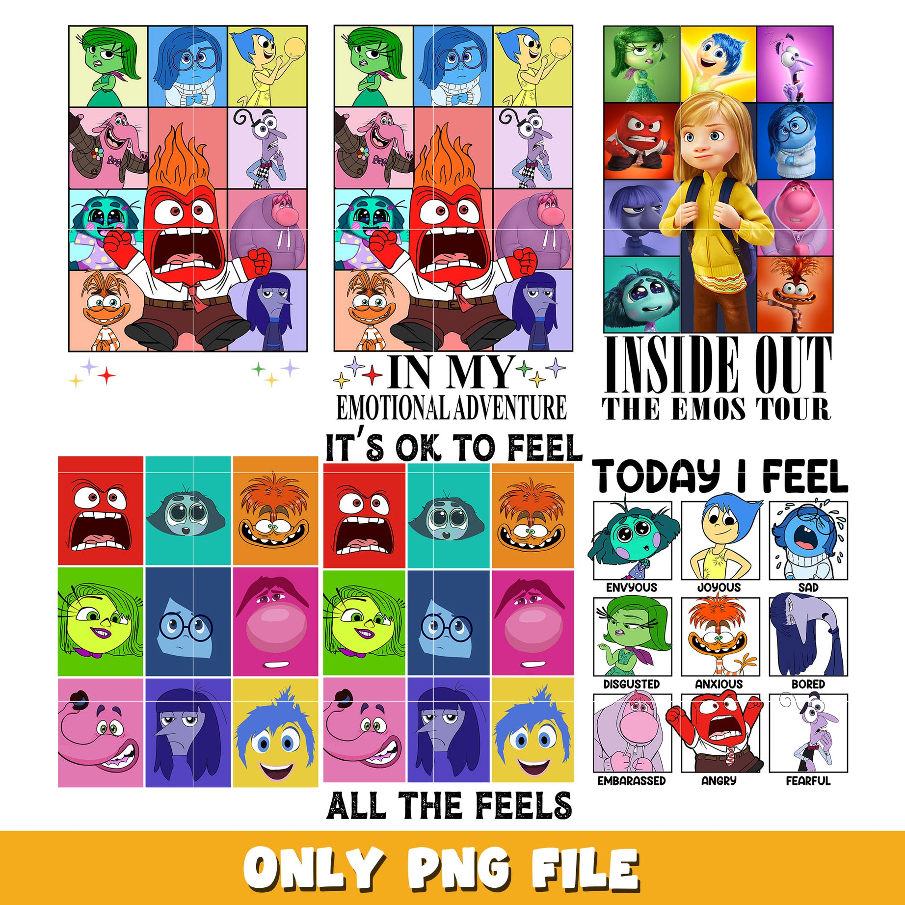  Inside Out 2 bundle png, Inside Out 2 png, Disney cartoon png, Digital download 