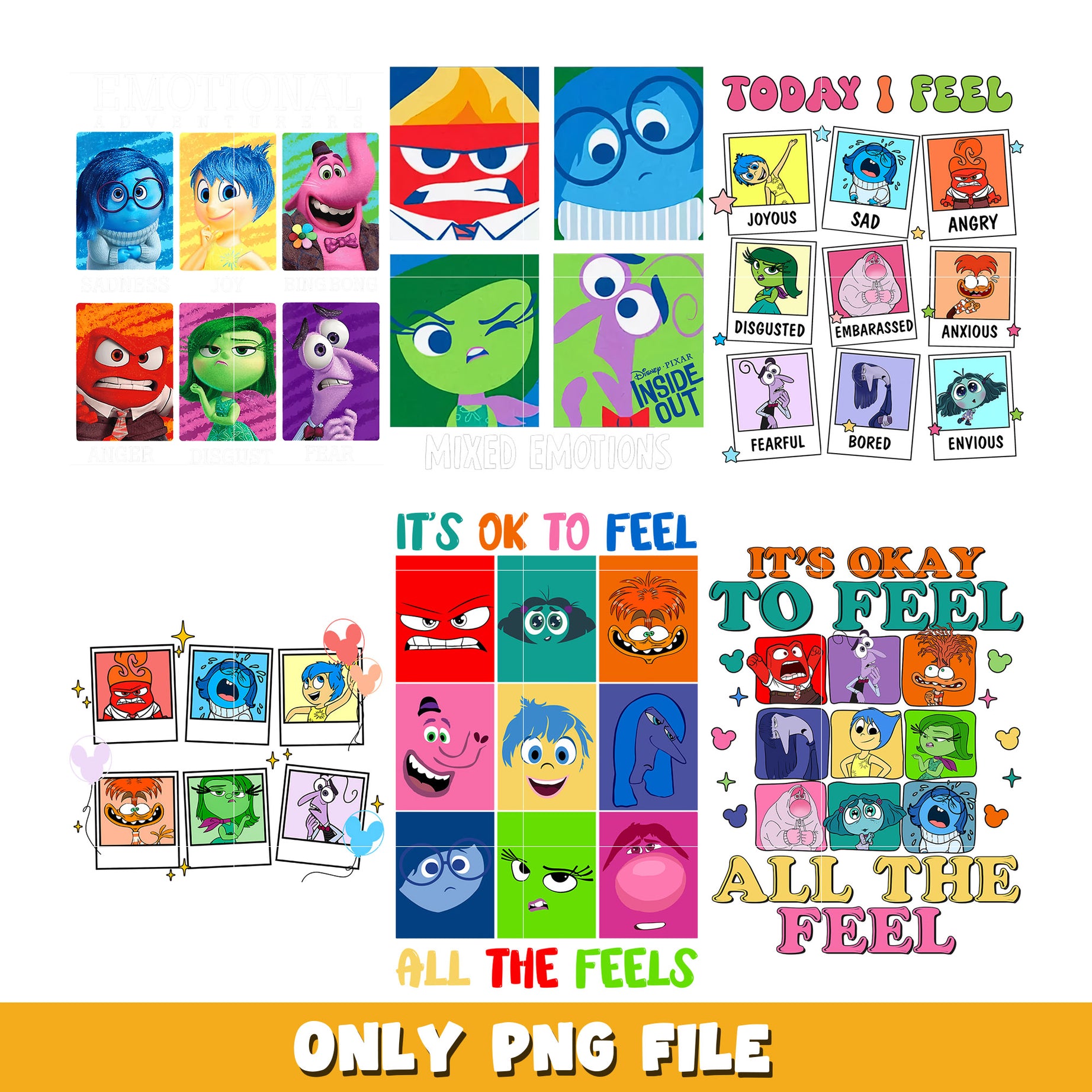 Qutoes png, Inside Out 2 bundle png, Inside Out 2 png, Disney cartoon png, Digital download