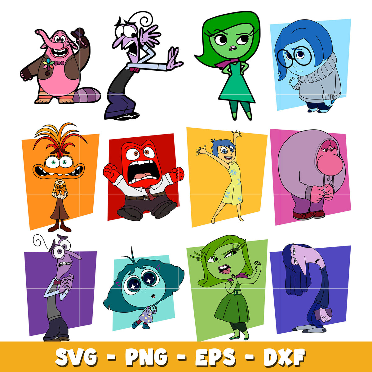 Inside O Disney Inside out 2 cute characters bundle svg, Inside out 2 svg, Disn ...