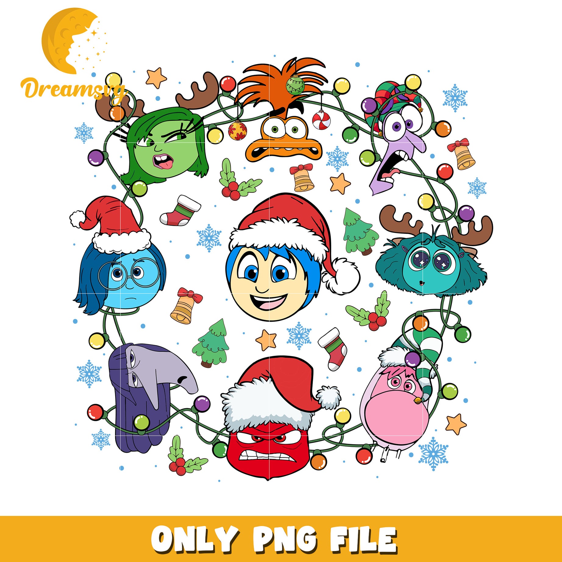 Inside out christmas png, merry disney png, holiday magic png