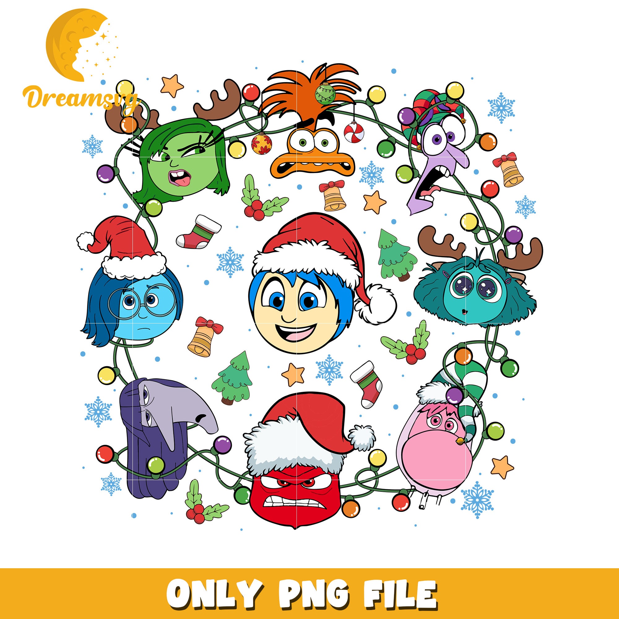 Inside out christmas png, merry disney png, holiday magic png