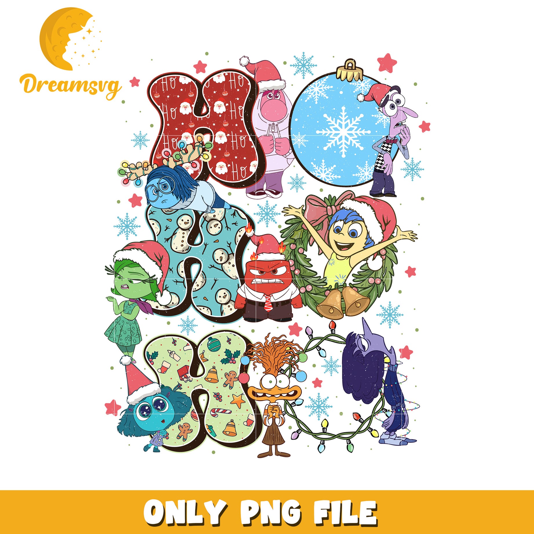 Inside out ho ho ho png, merry disney png, holiday magic png
