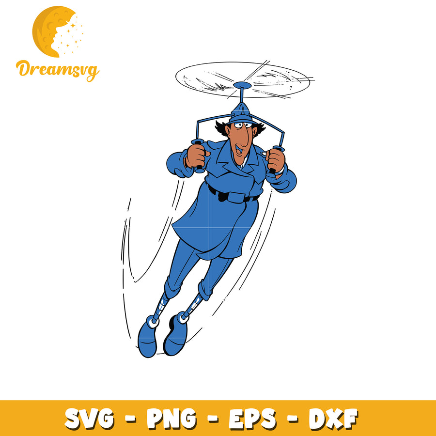 Inspector Character Flying SVG File for Creative Projects