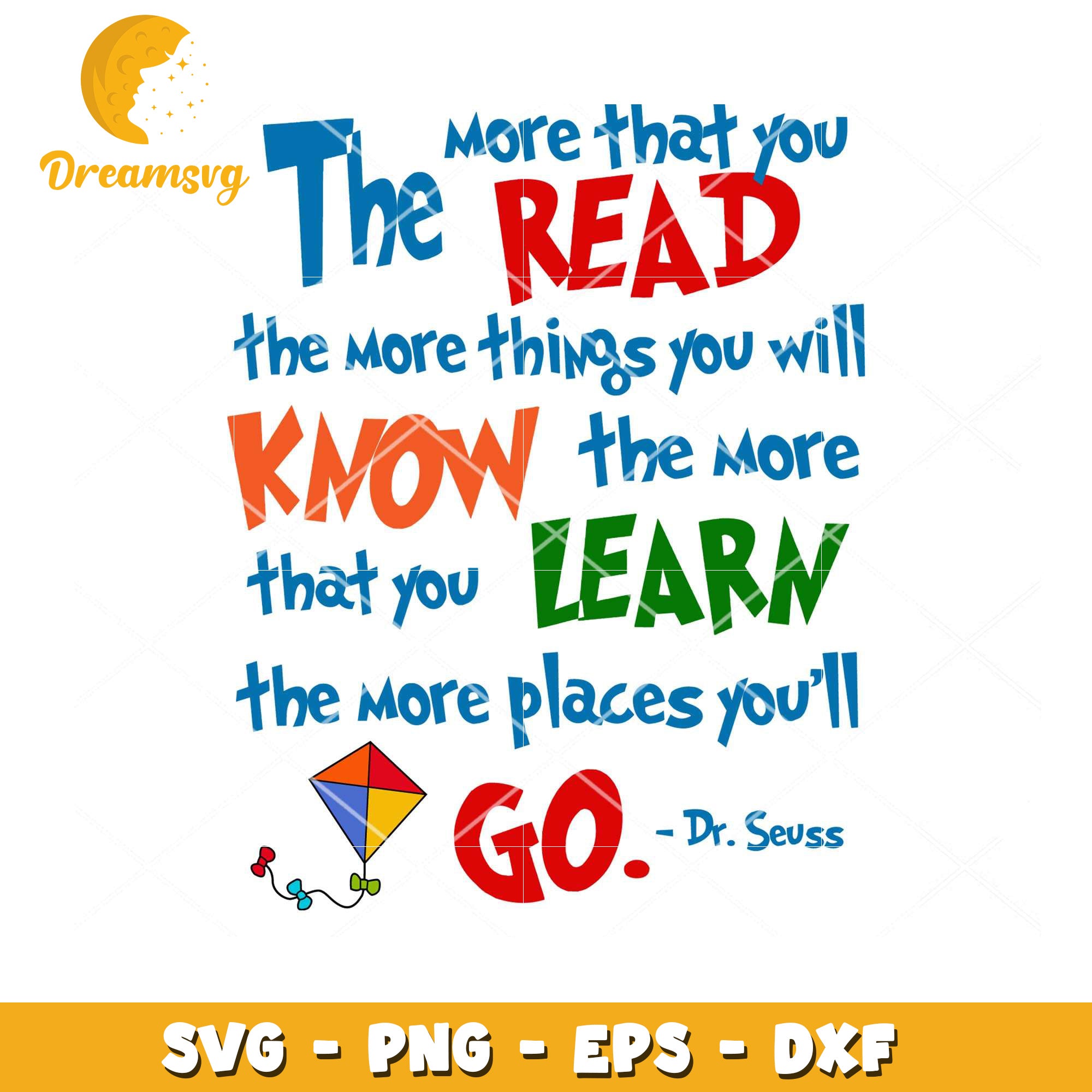 Inspirational Dr Seuss Quote SVG for Reading and Learning Decor