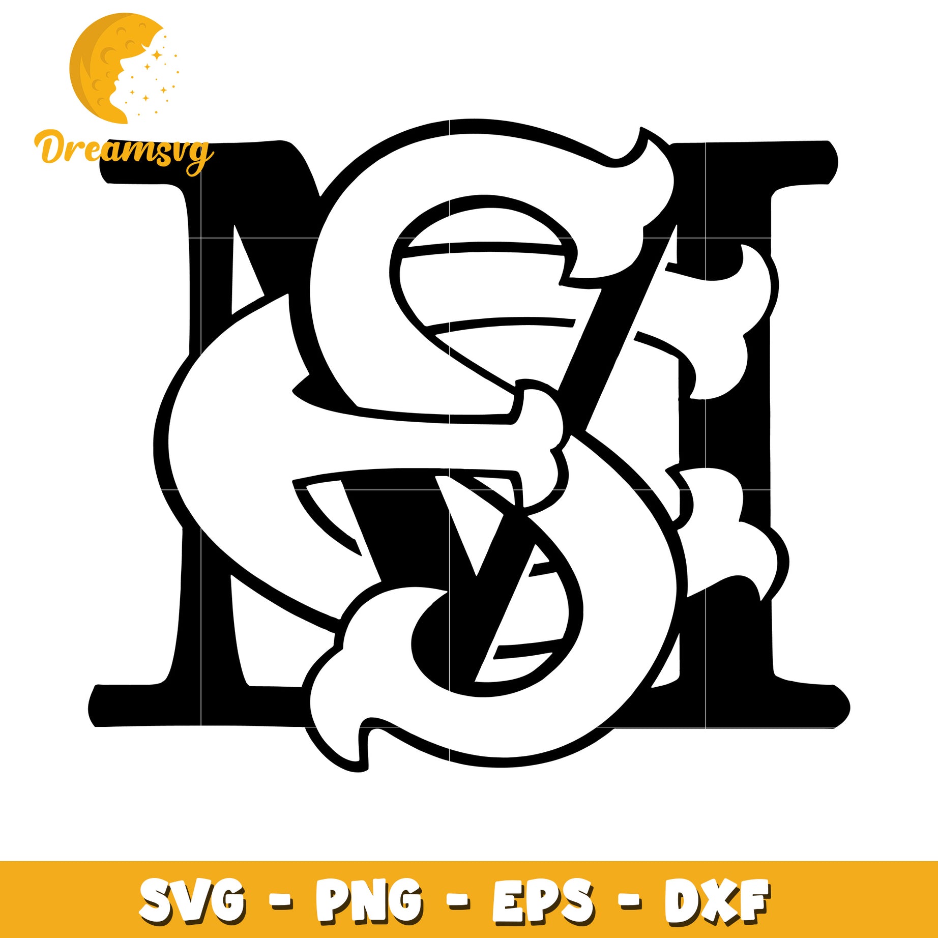 Interlocking MS Monogram SVG PNG EPS DXF