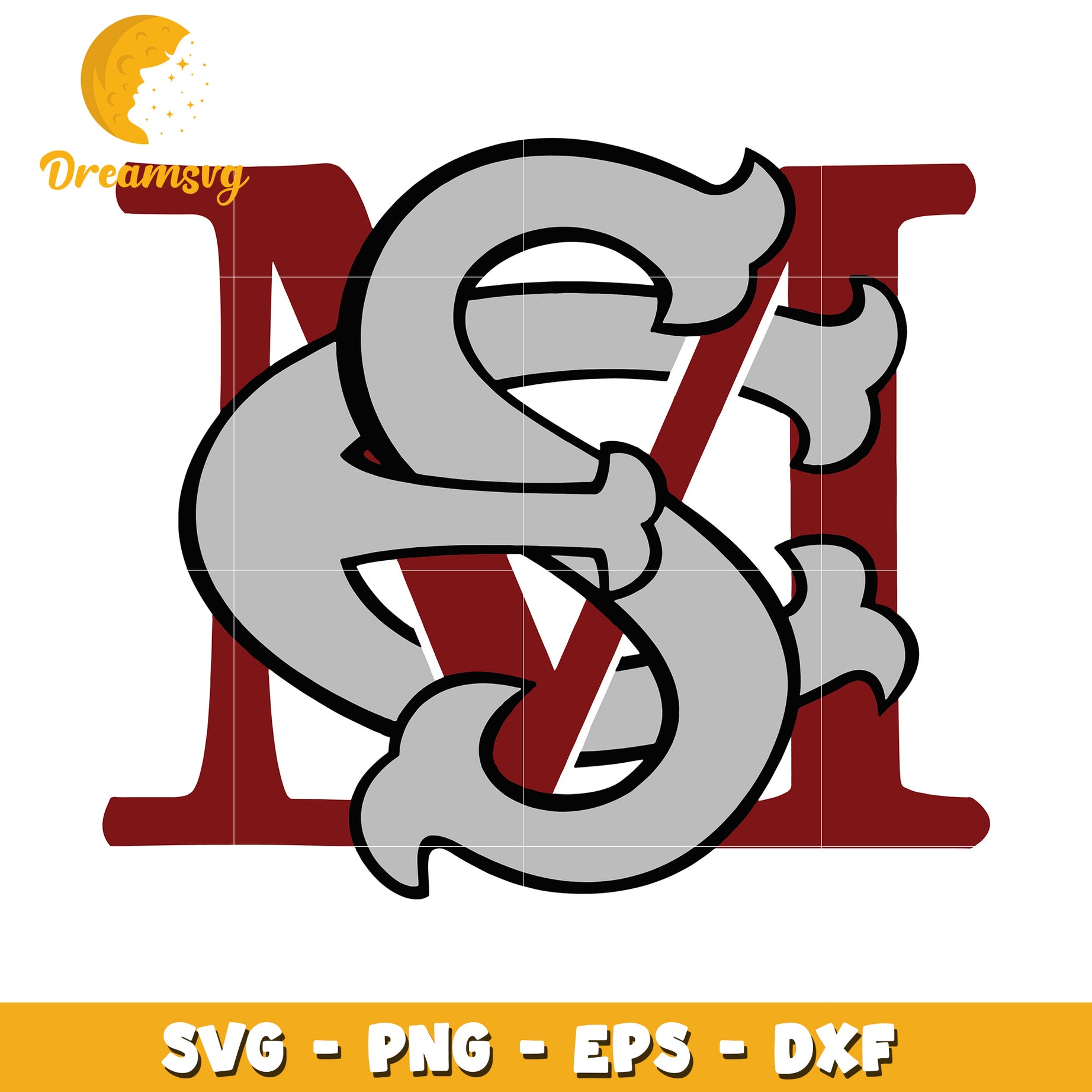 Interlocking SM Monogram SVG Cut File