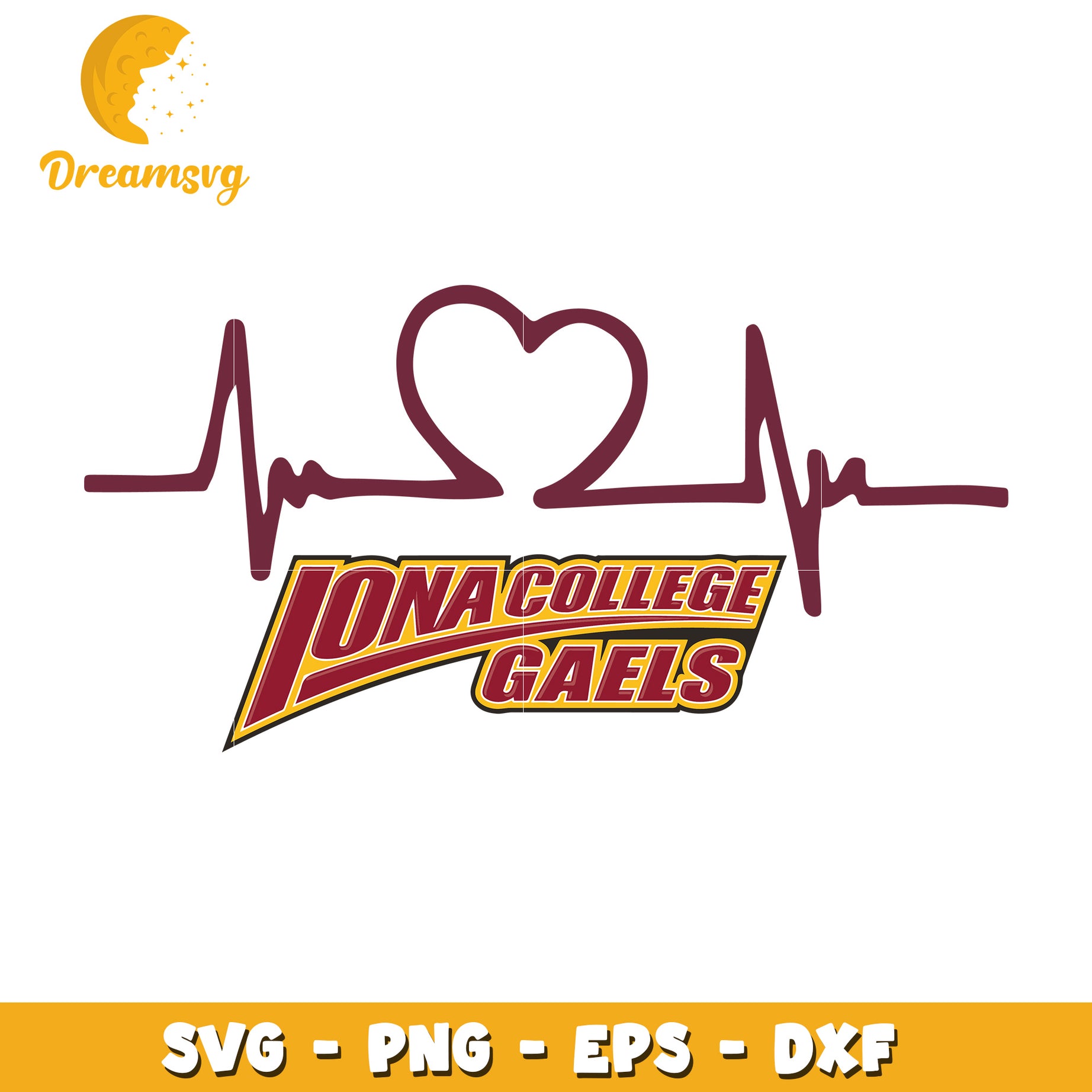 Iona College Gaels Heartbeat SVG Design for Fans and Crafters