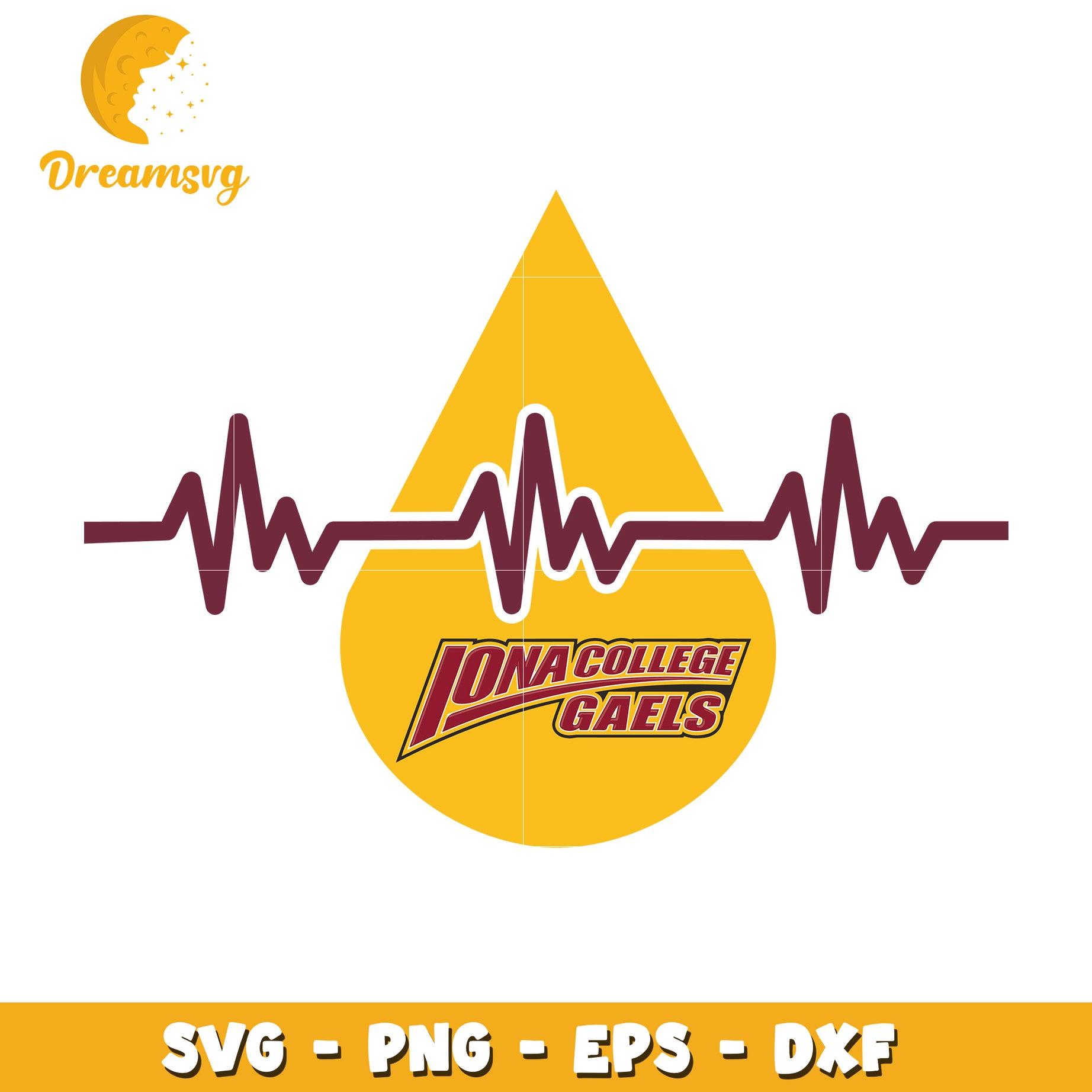 Iona College Gaels Heartbeat SVG Design for Fans and Creators