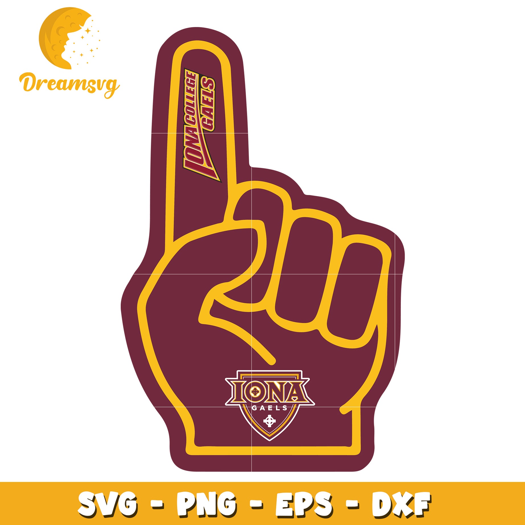 Iona College Gaels Number One Foam Hand SVG Cut File Design