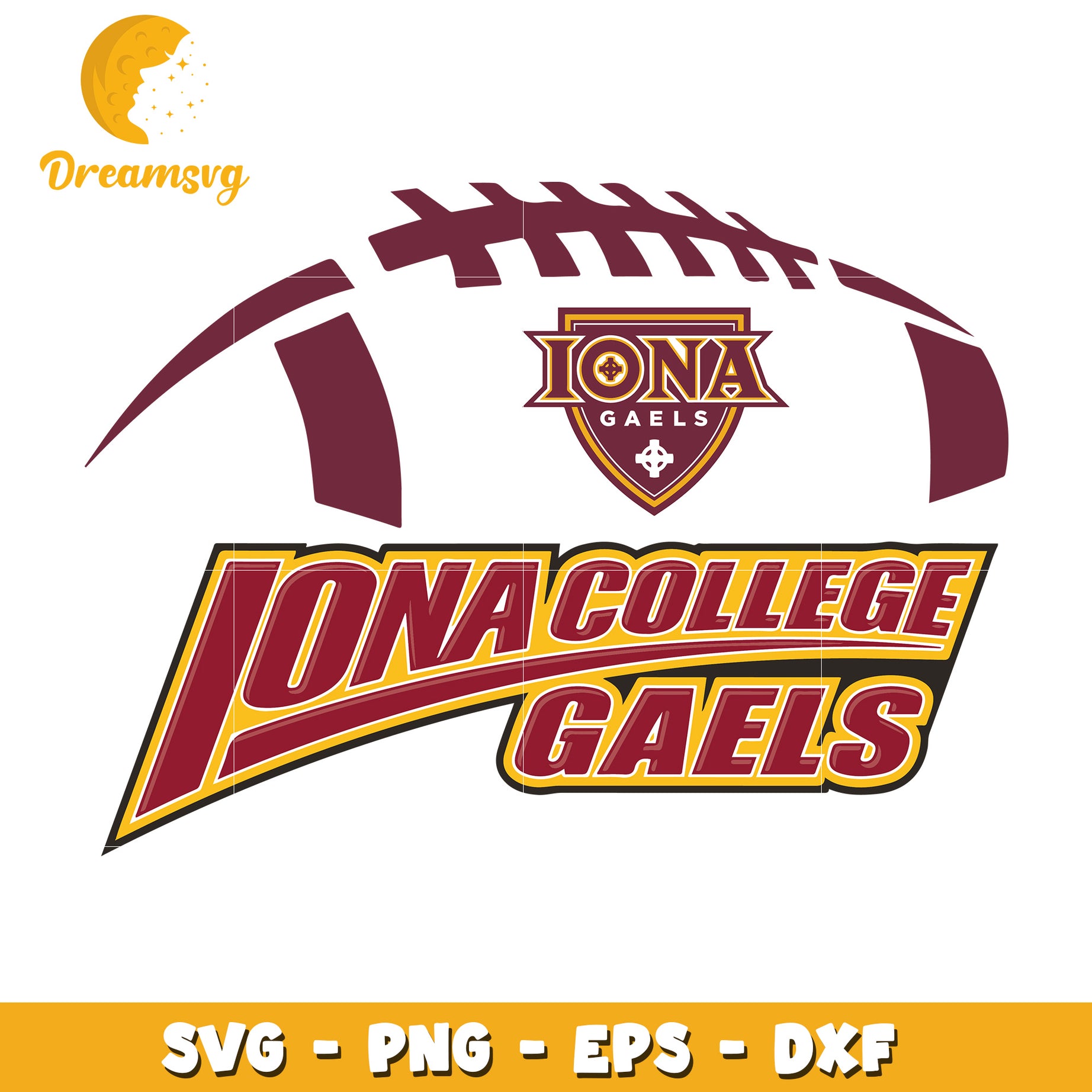 Iona College Gaels SVG Football Logo Design for Crafting Use