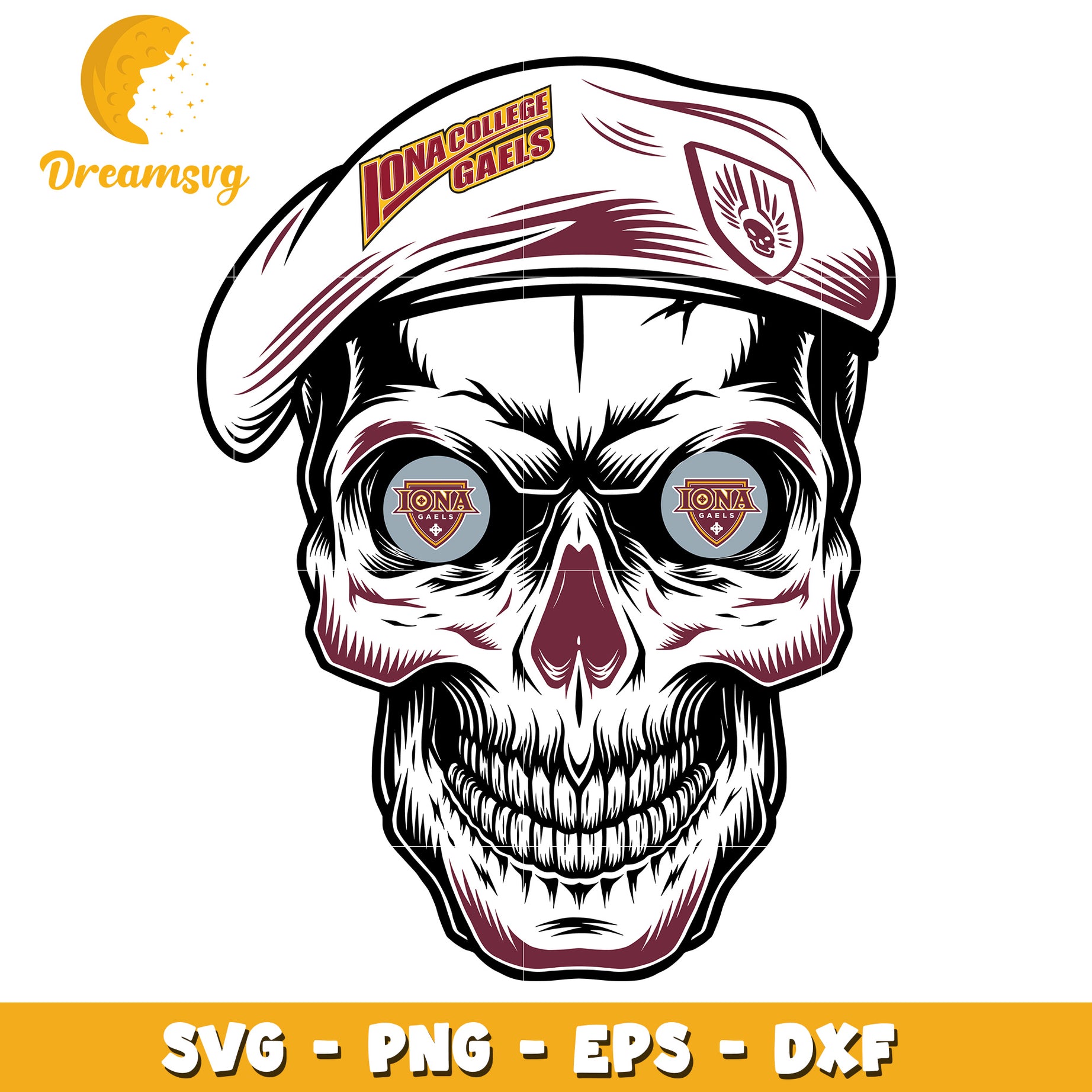 Iona College Gaels Skull SVG Design for Creative Projects