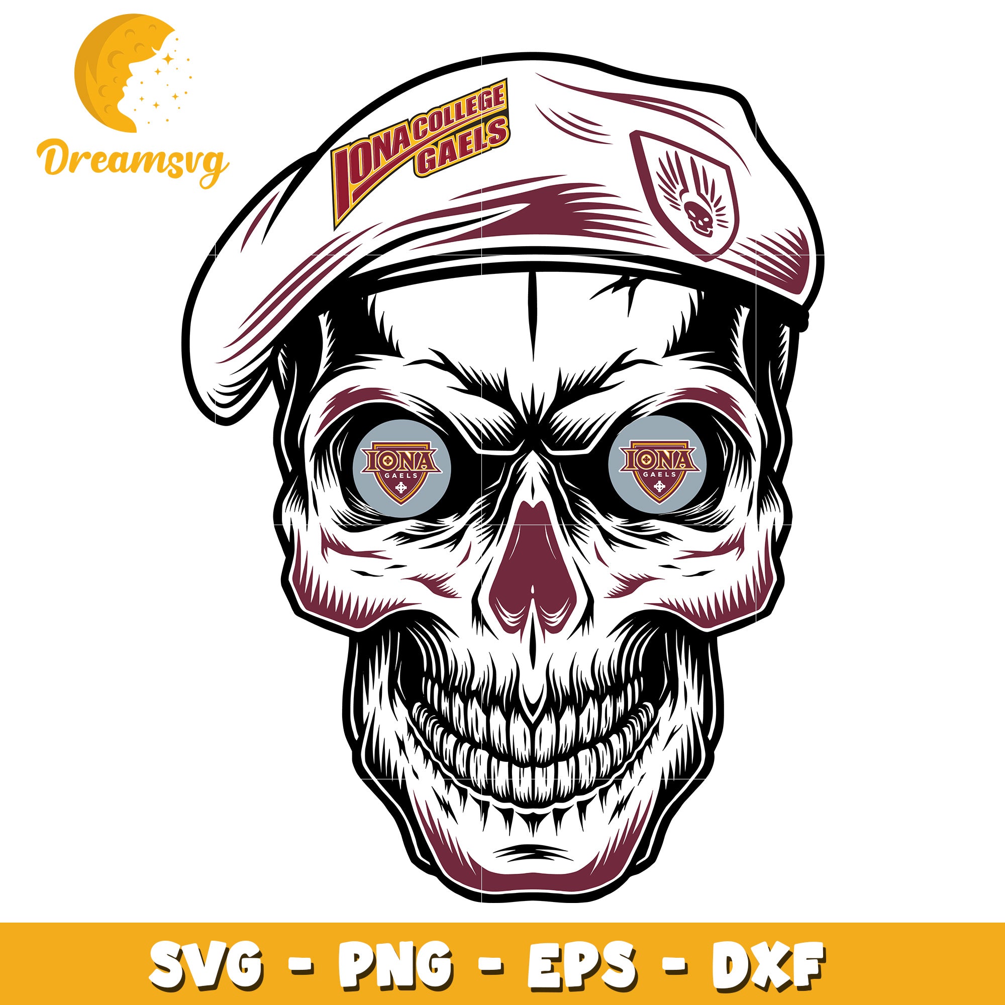Iona College Gaels Skull SVG Design for Creative Projects