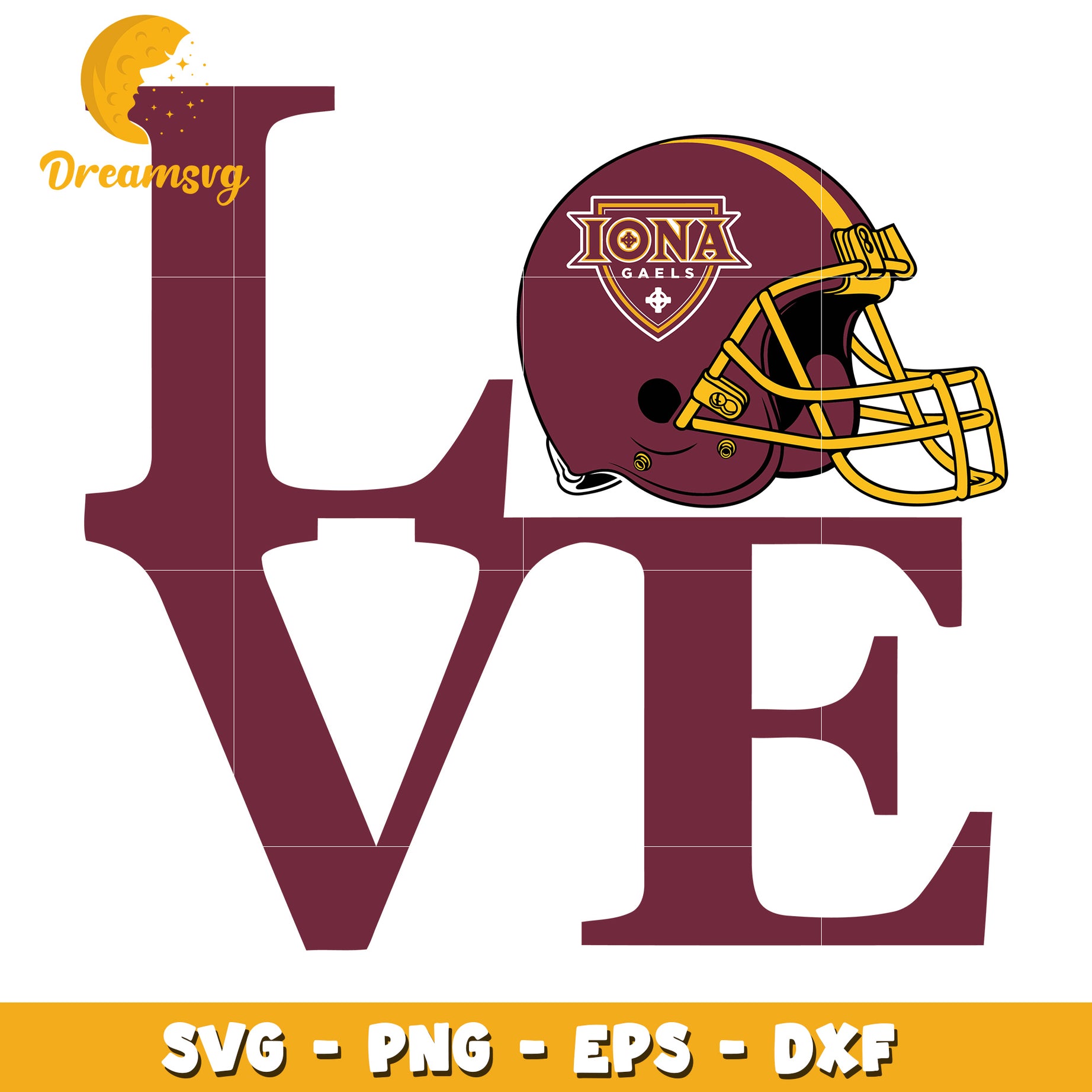 Iona Gaels Football Love SVG PNG EPS DXF