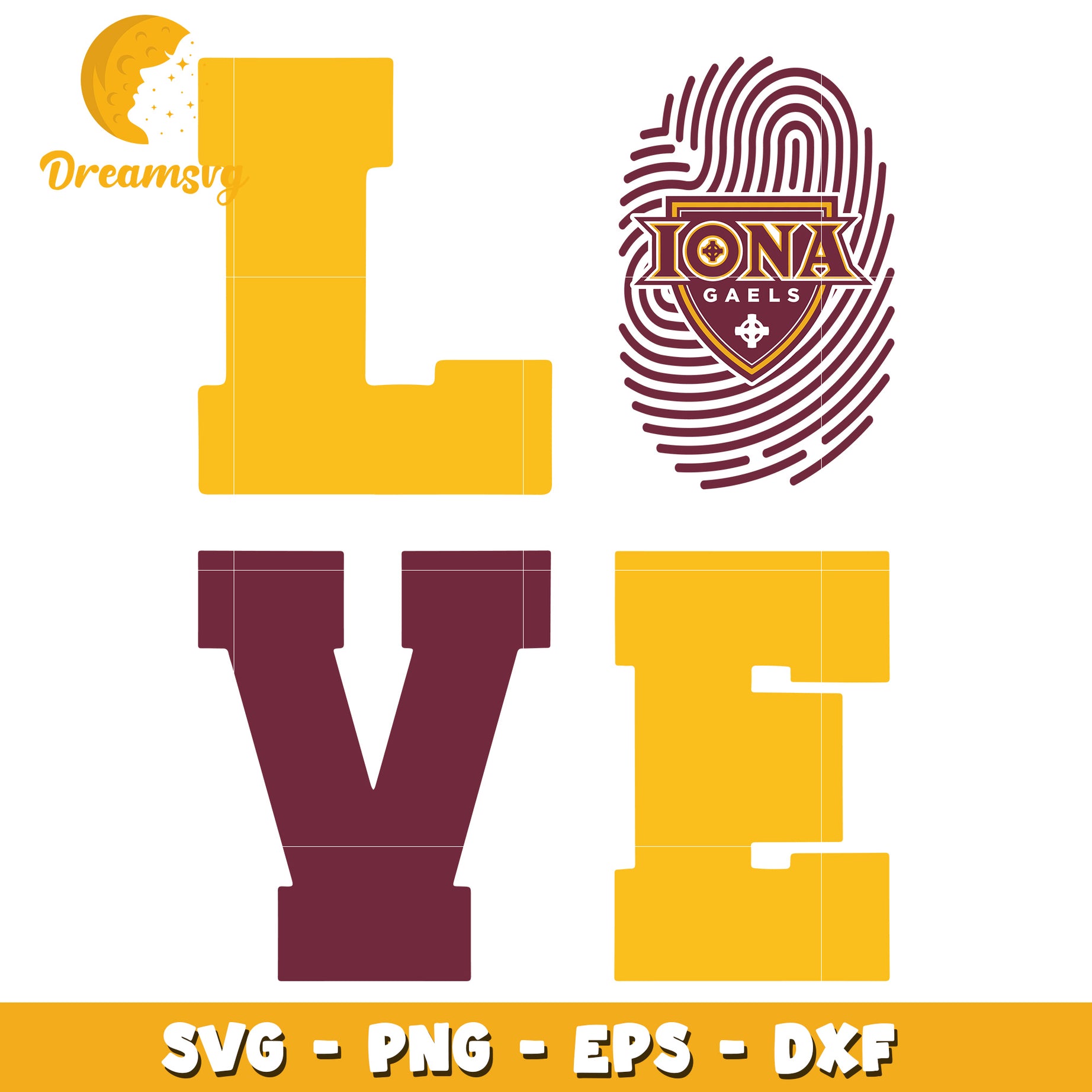 Iona Gaels Love SVG PNG EPS DXF Cut File