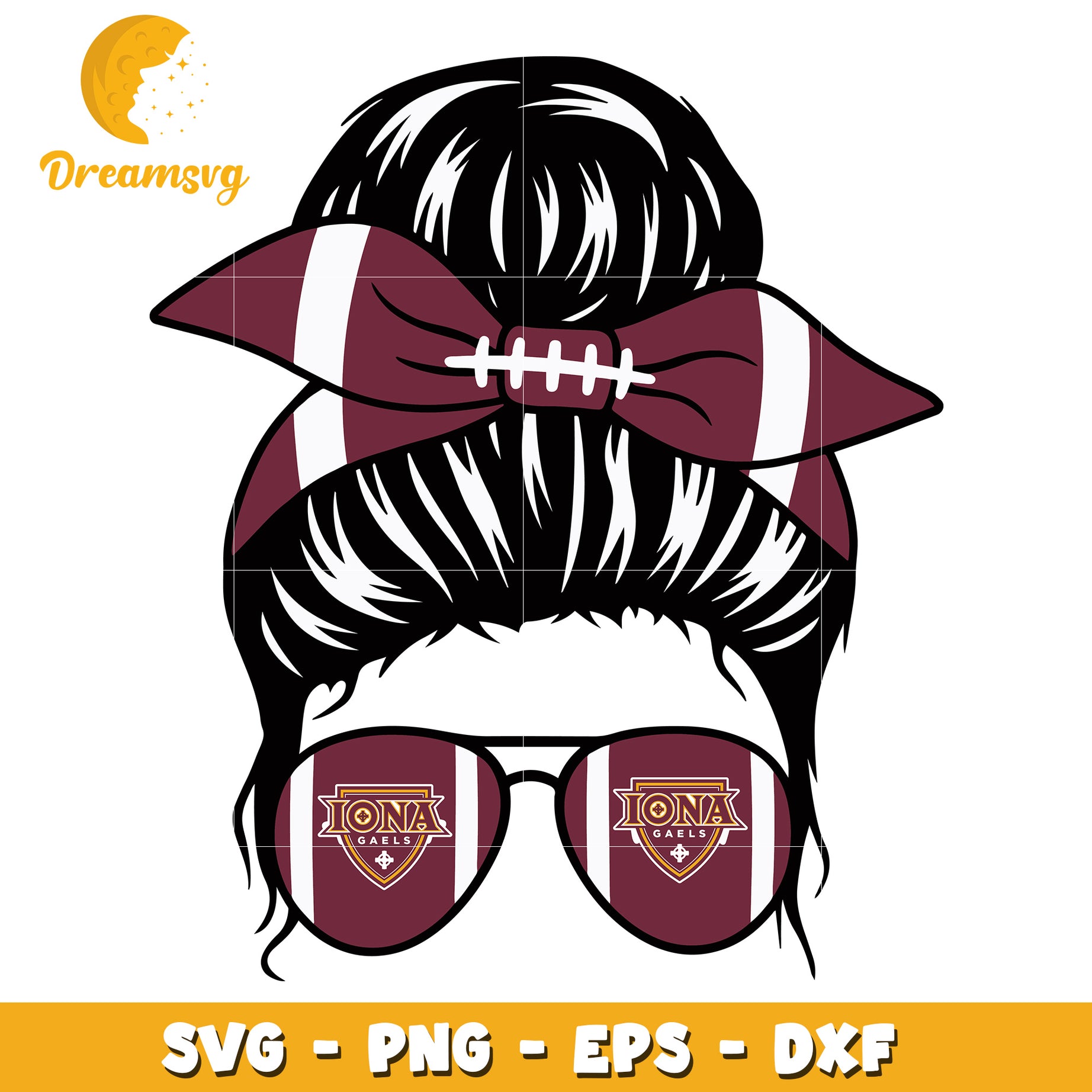 Iona Gaels Messy Bun SVG Cut File