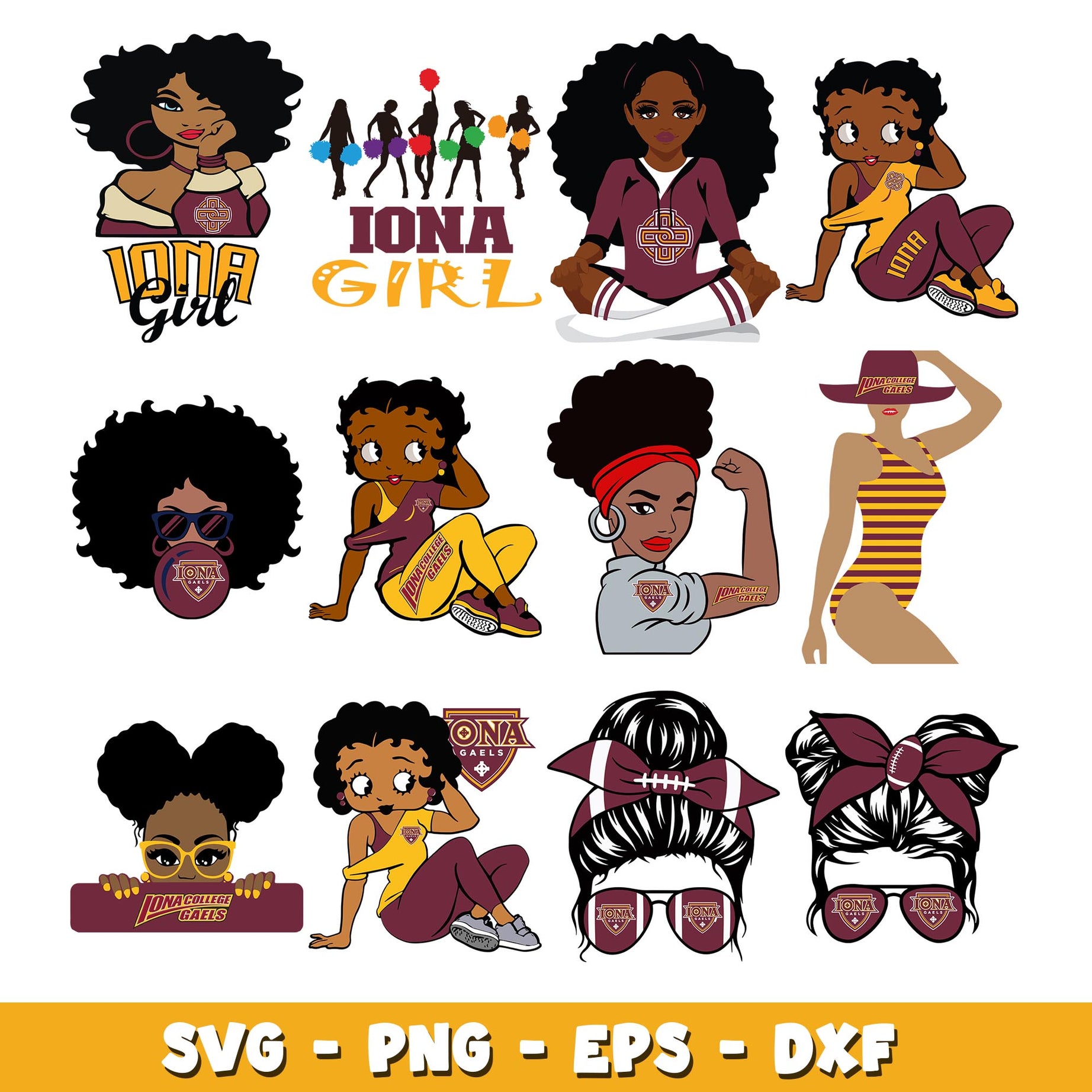 Iona Gaels Girl Bundle svg,  Iona Gaels logo svg, ncaa svg 