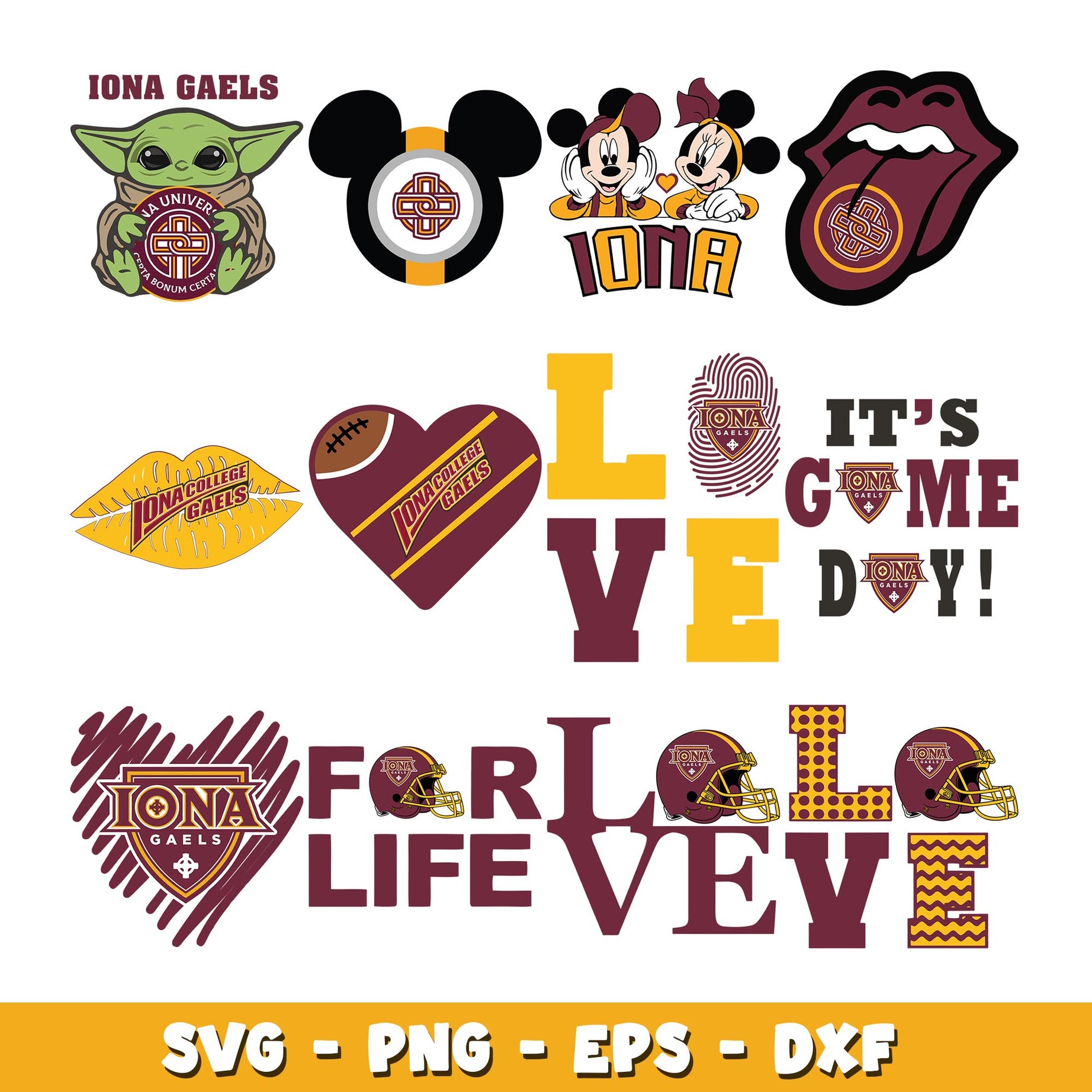 Iona Gaels love Bundle svg,  Iona Gaels logo svg, ncaa svg  