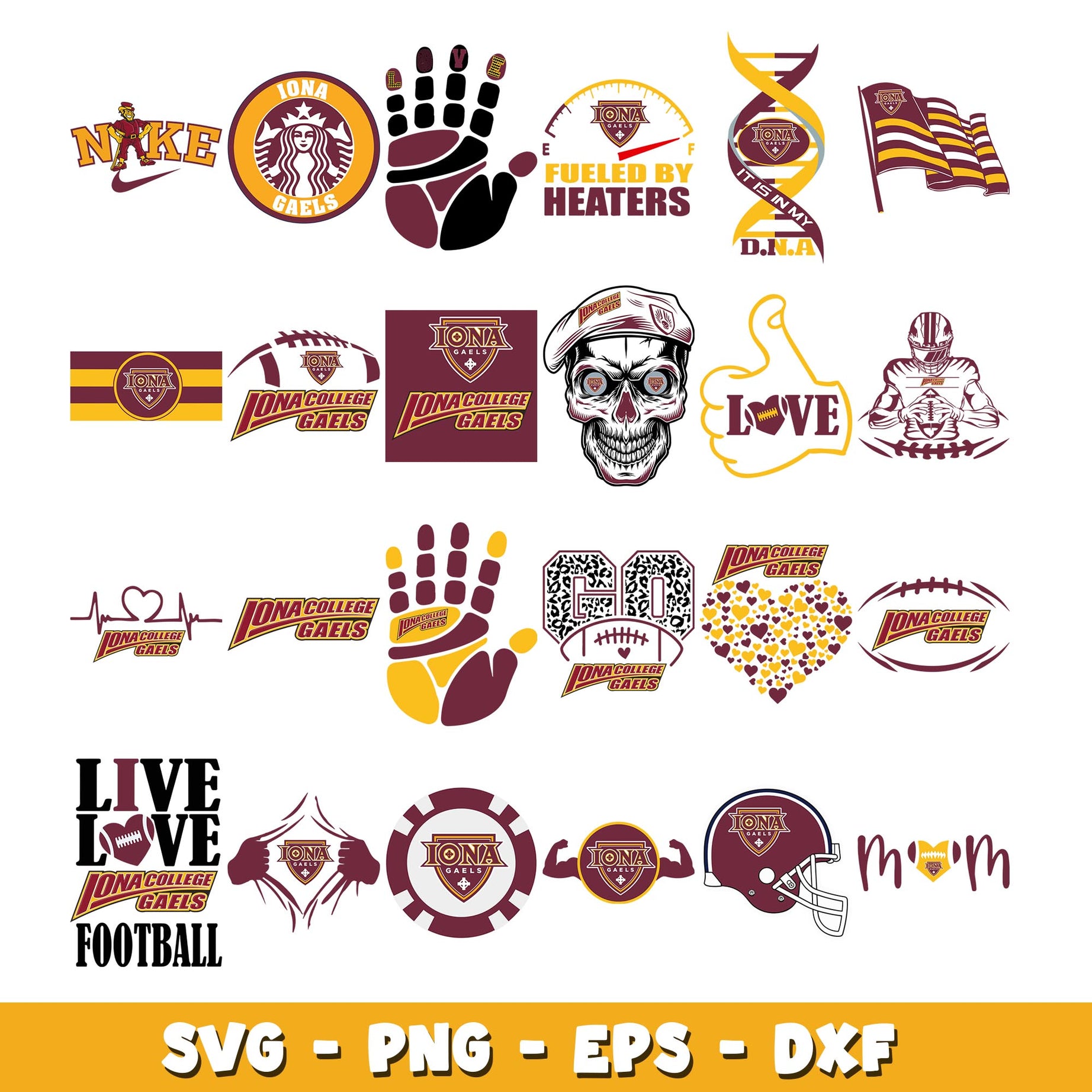 Iona Gaels  Football Bundle svg,  Iona Gaels logo svg, ncaa svg  