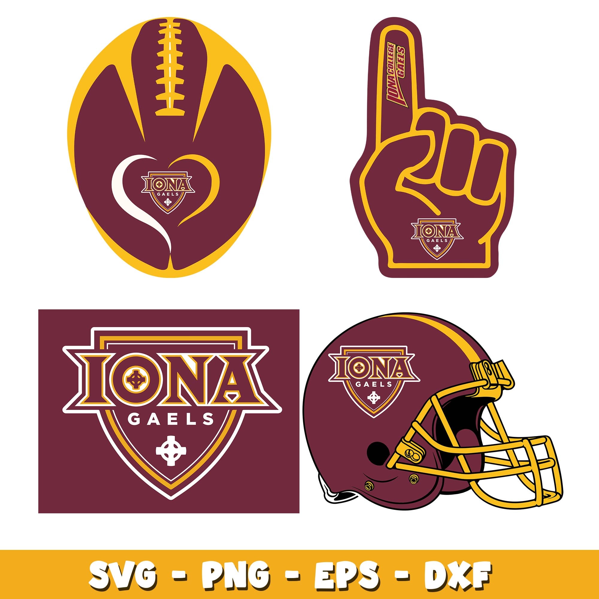 Football Iona Gaels Bundle svg, Iona Gaels logo svg, ncaa svg ...