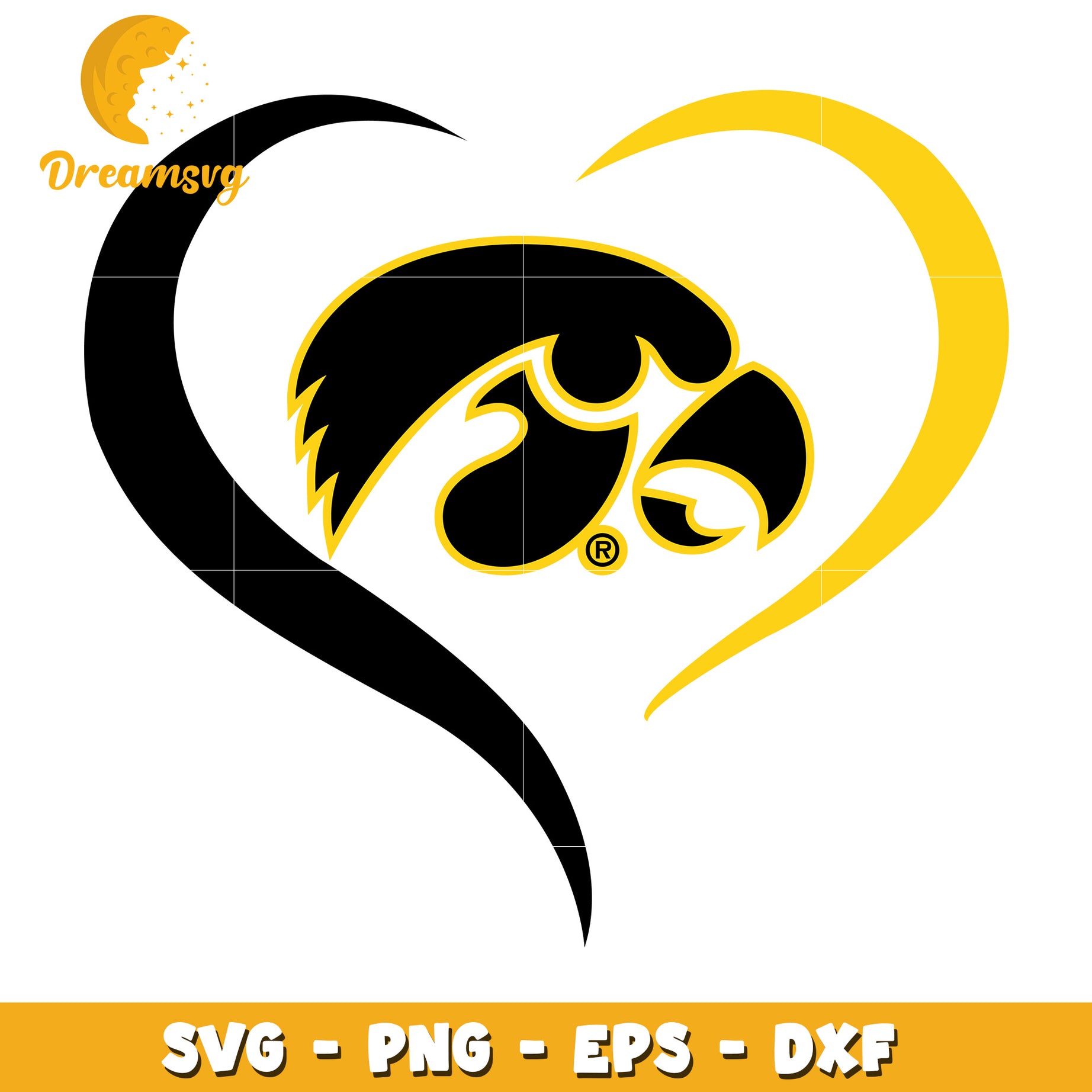 Iowa Hawkeyes Heart SVG Design for Fans and Crafters Online