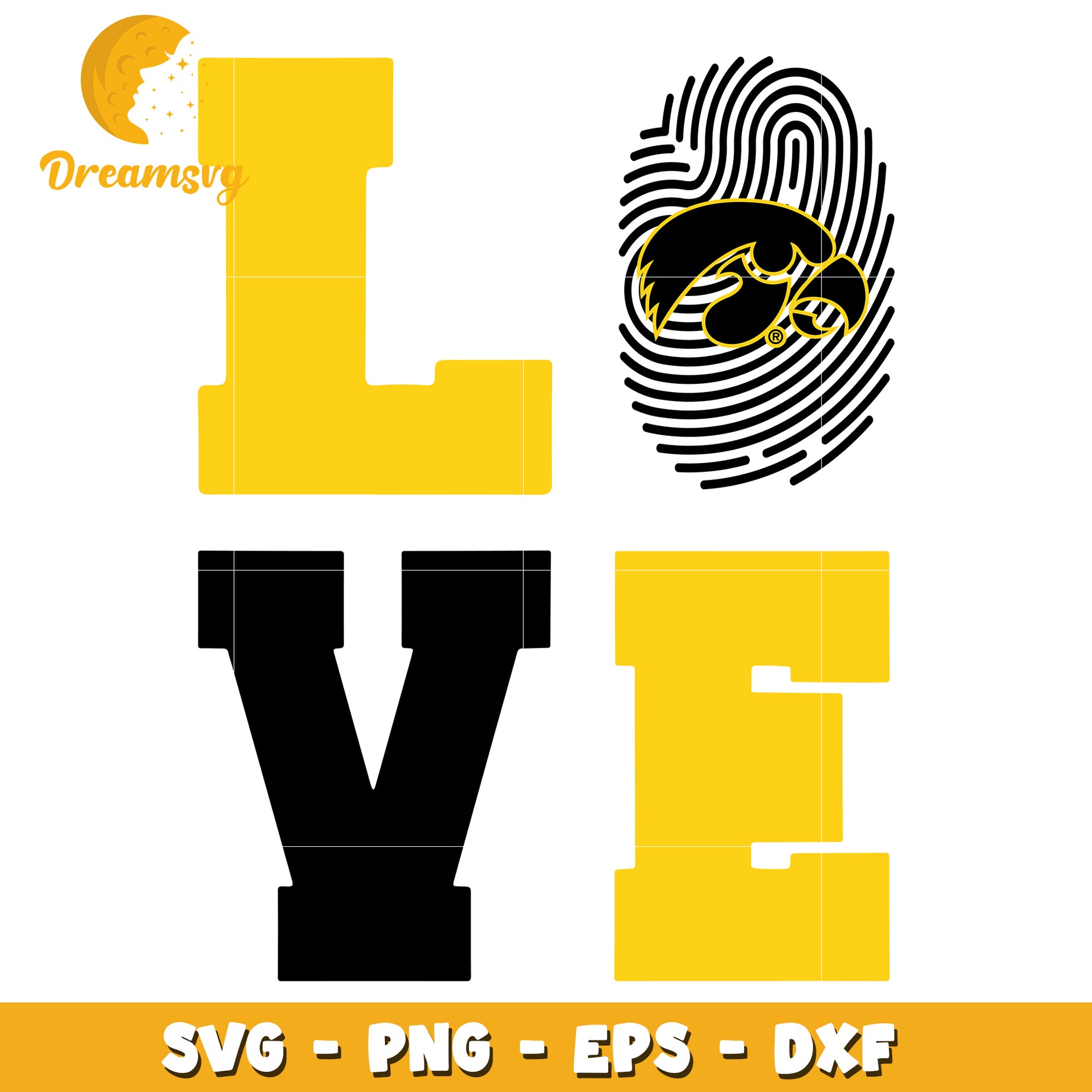 Iowa Hawkeyes Love SVG PNG EPS DXF