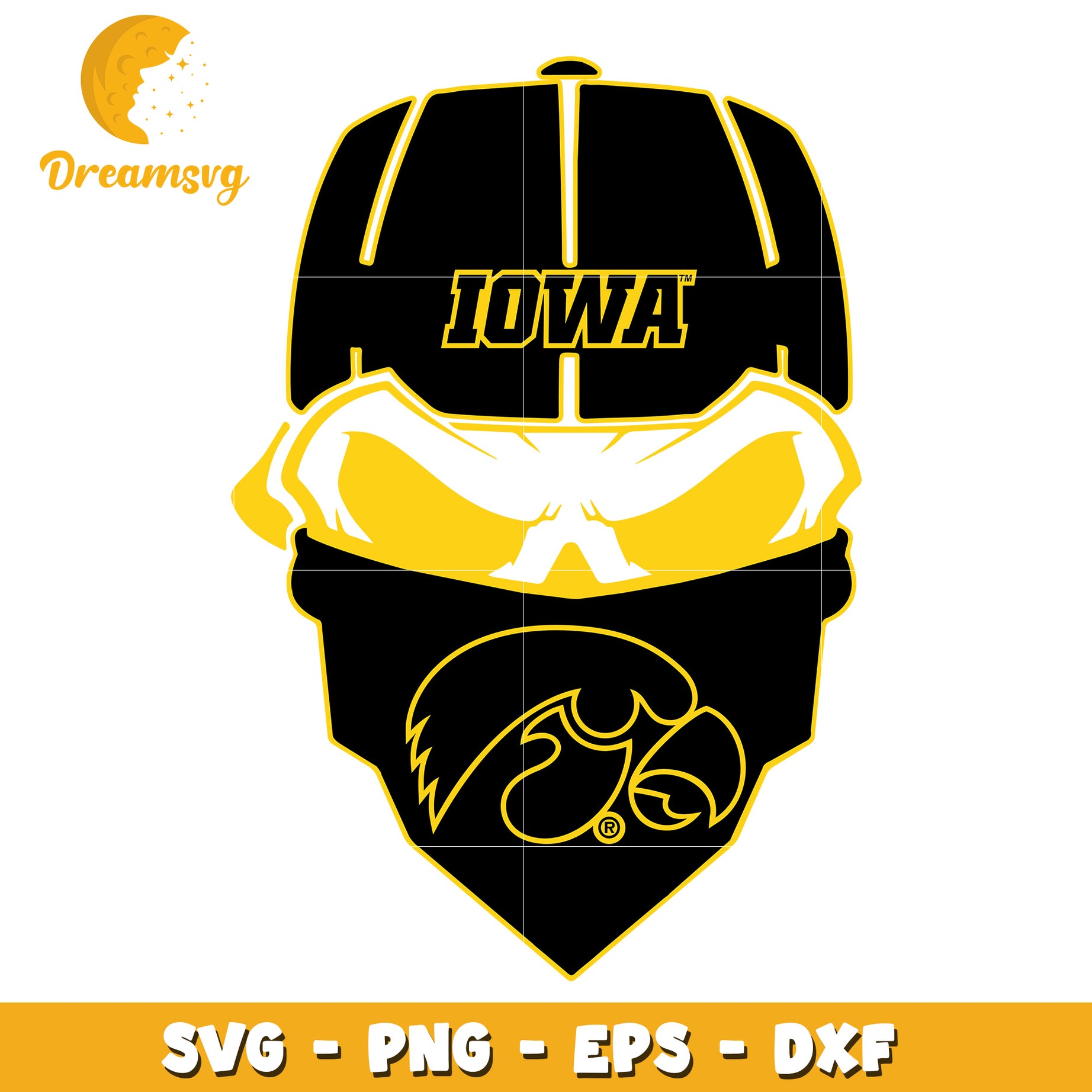 Iowa Hawkeyes Skull SVG Cut File