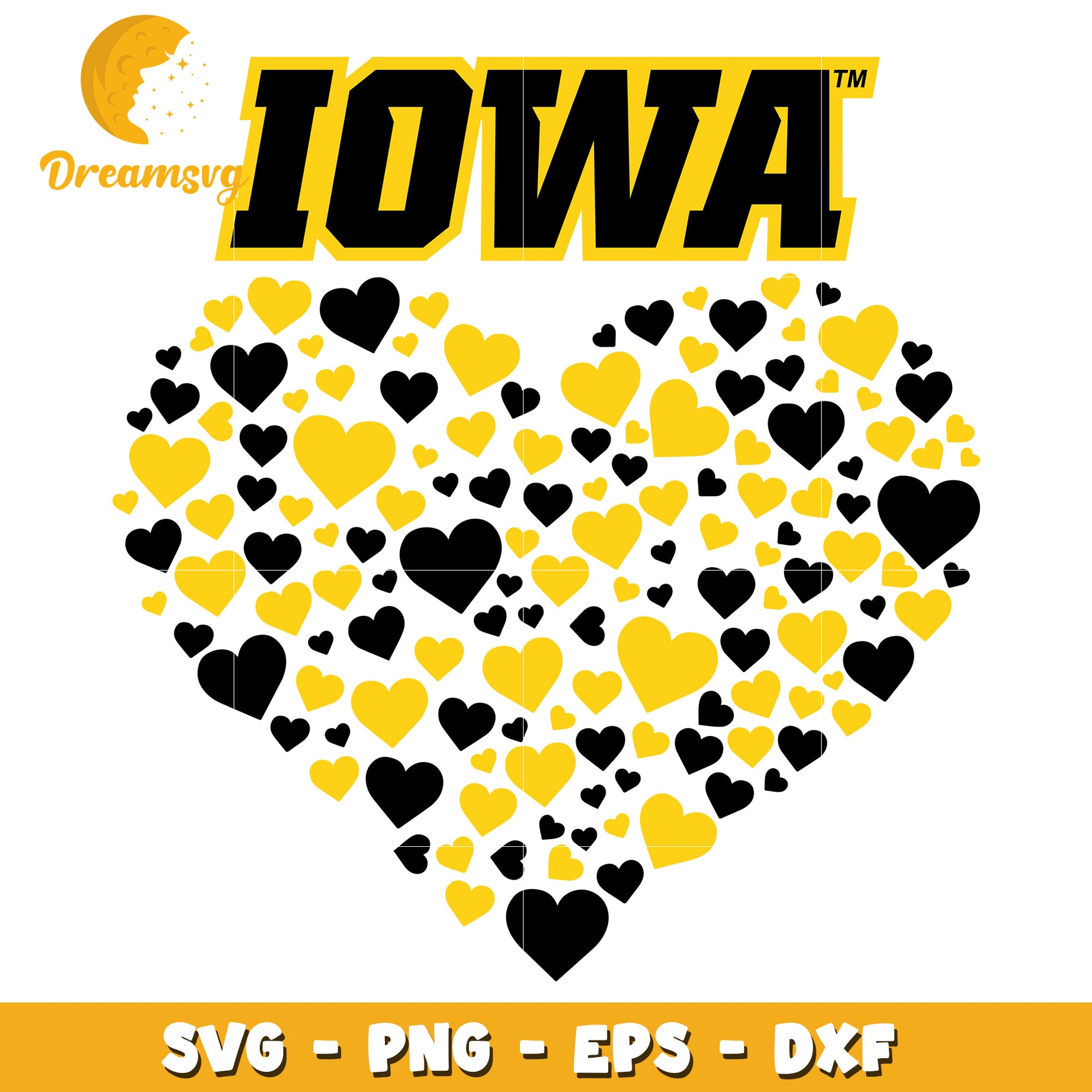 Iowa Heart SVG PNG EPS DXF Cut Files