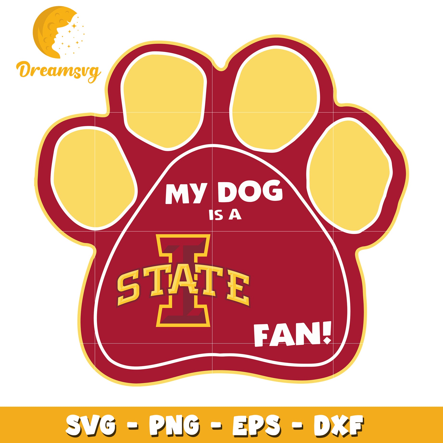 Iowa State Dog Paw Print SVG Cut File