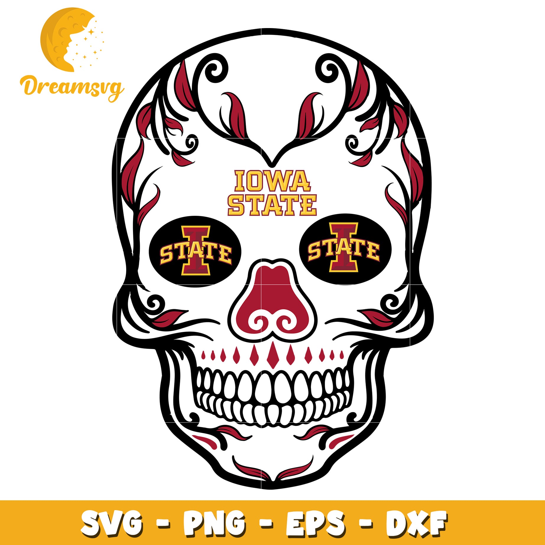 Iowa State Sugar Skull SVG PNG EPS DXF