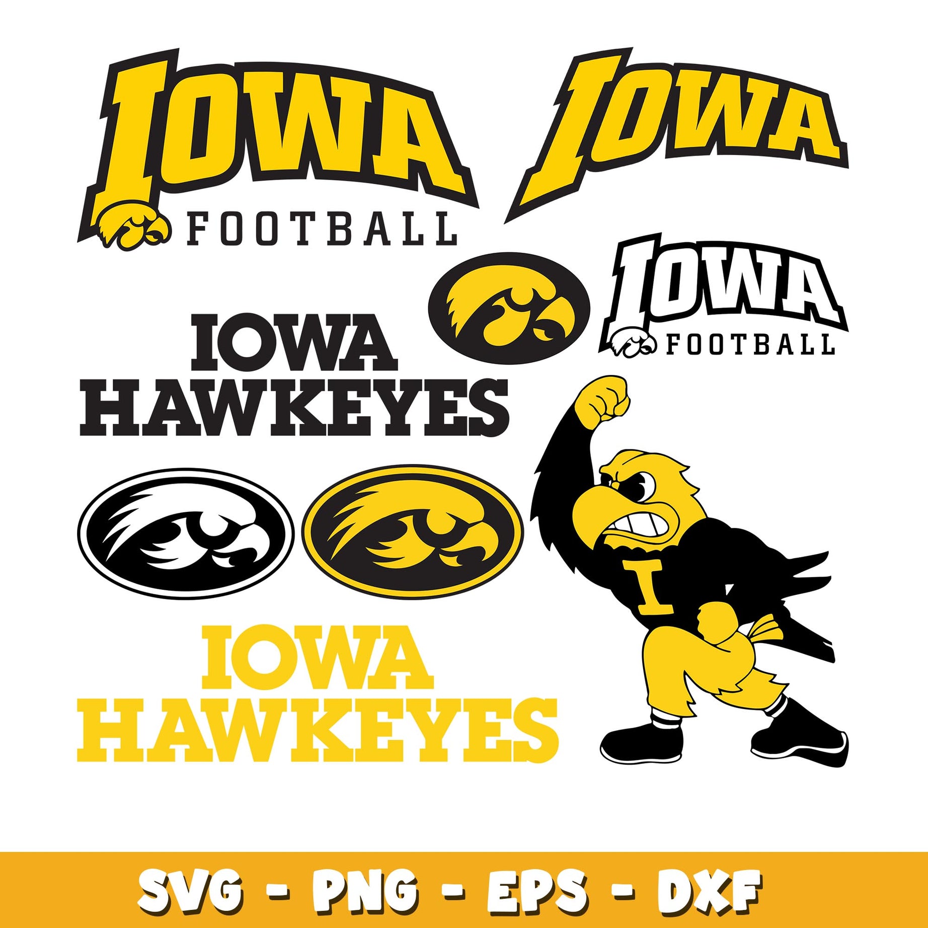 Iowa Hawkeyes Tiger Bundle svg, Iowa Hawkeyes logo svg, ncaa svg 