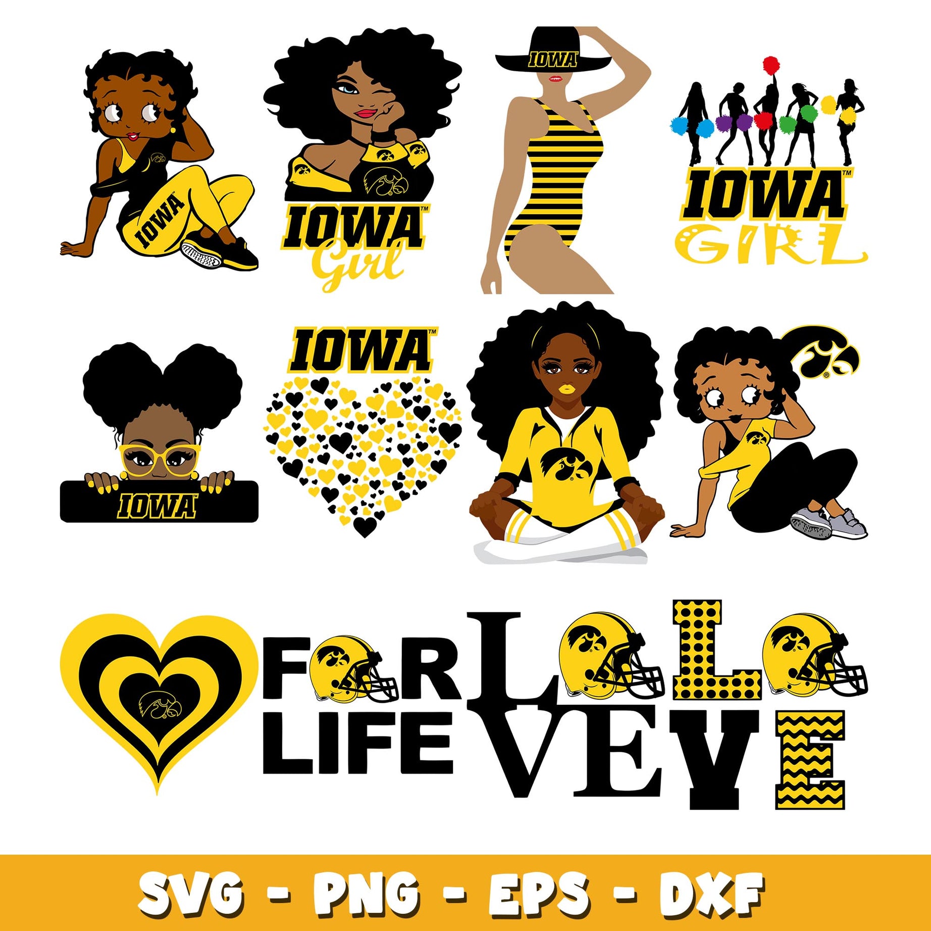 Iowa Hawkeyes girl Bundle svg, Iowa Hawkeyes logo svg, ncaa svg  