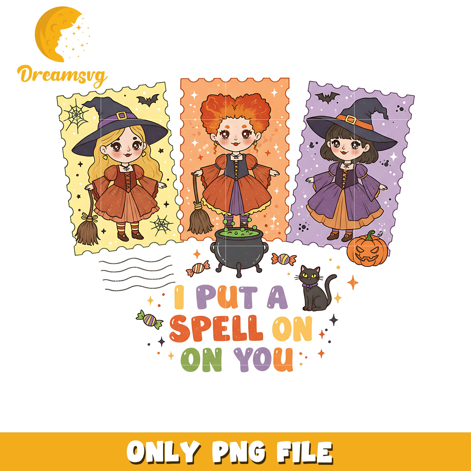 I put a spell on you png, spooky halloween png, trick or treat png