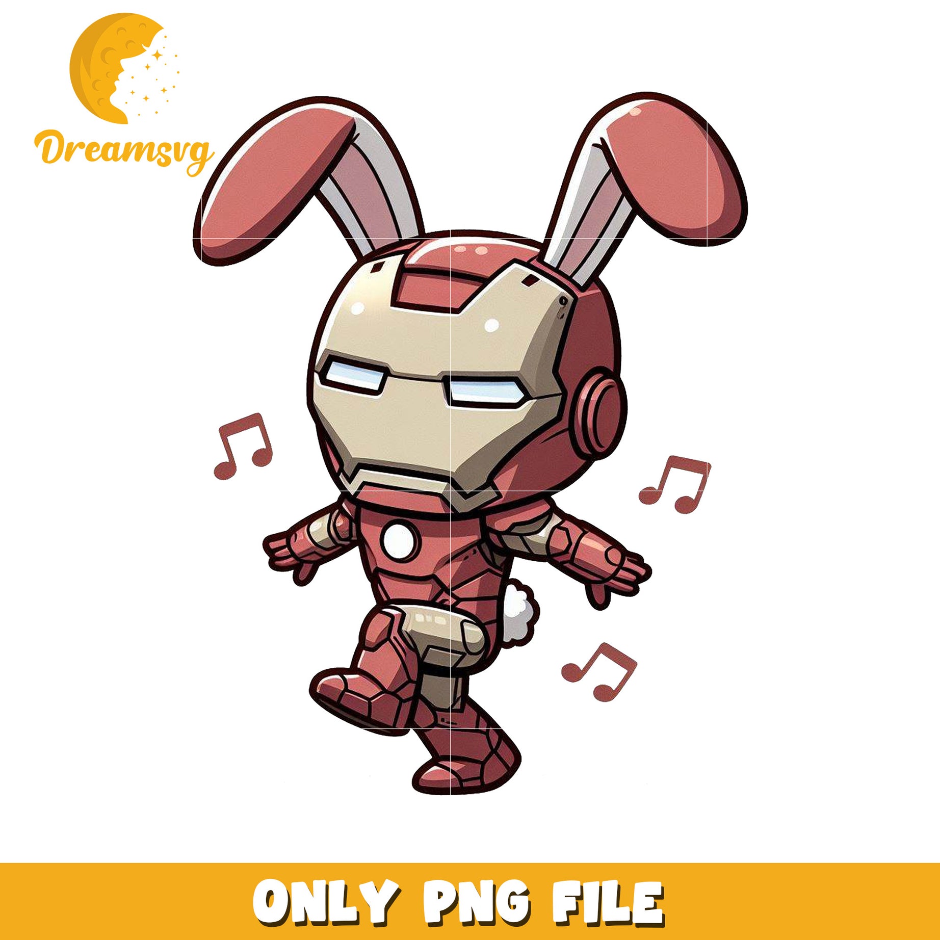 Iron Man Bunny PNG Cartoon Illustration