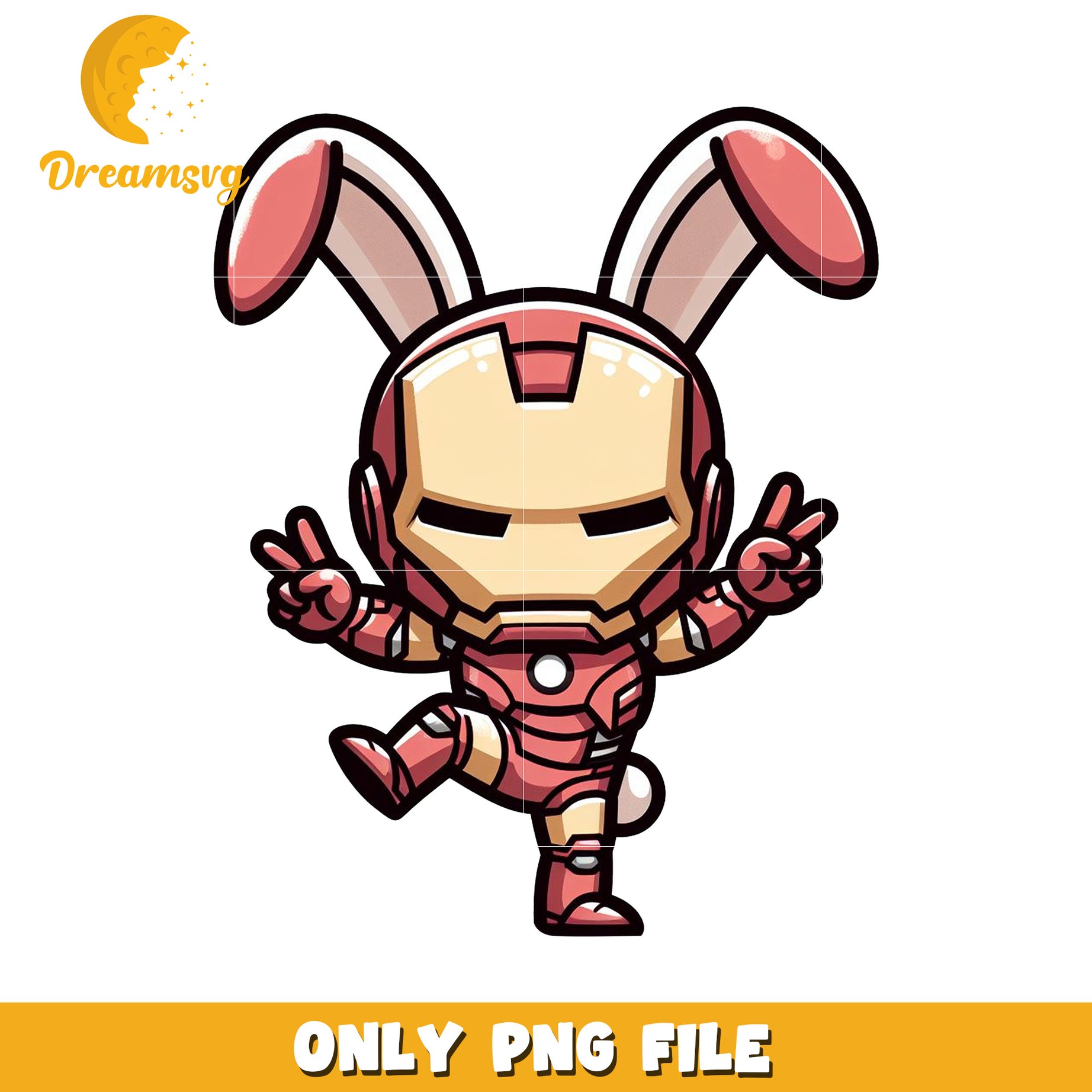 Iron Man Bunny PNG Cute Cartoon Mascot