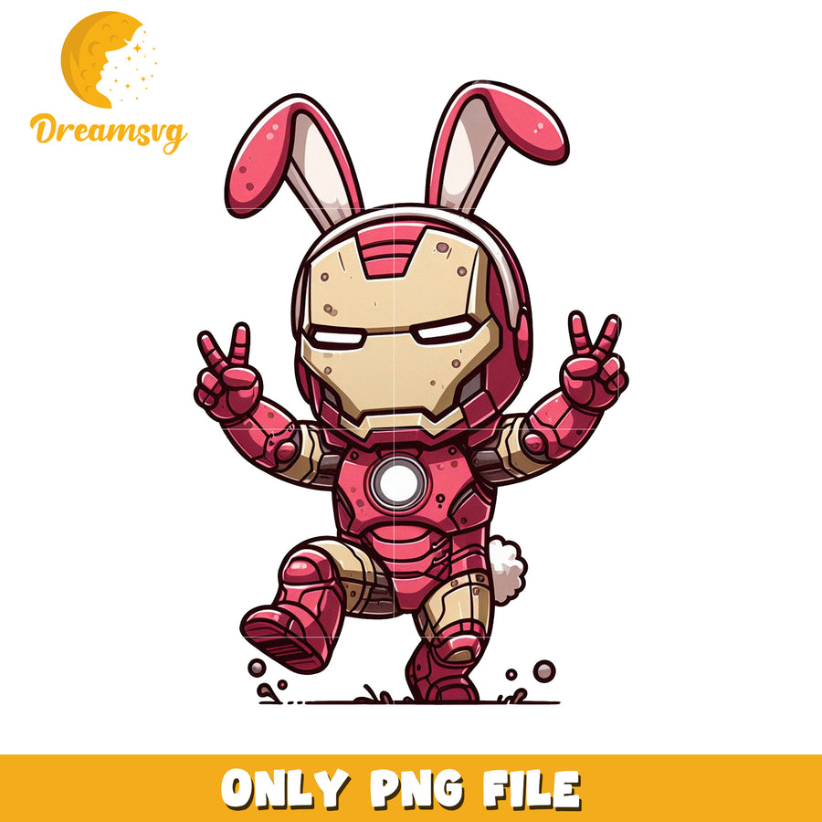 Iron Man Bunny PNG Cute Design