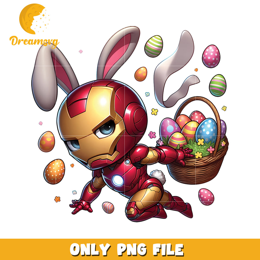 Iron Man Easter Bunny PNG Cute Superhero Easter Egg Hunt