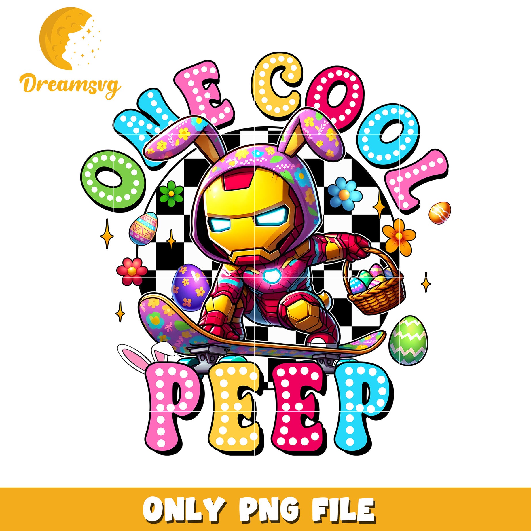 Iron Man Easter Bunny Skateboard PNG