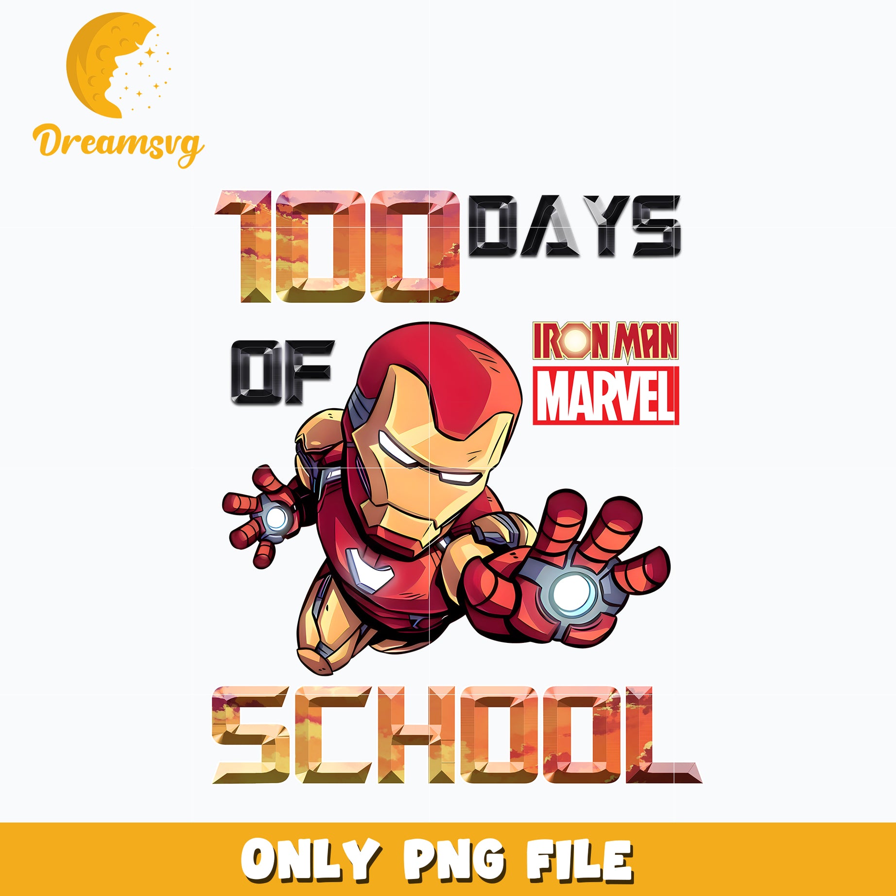 100 Day's of School Iron Man Png
