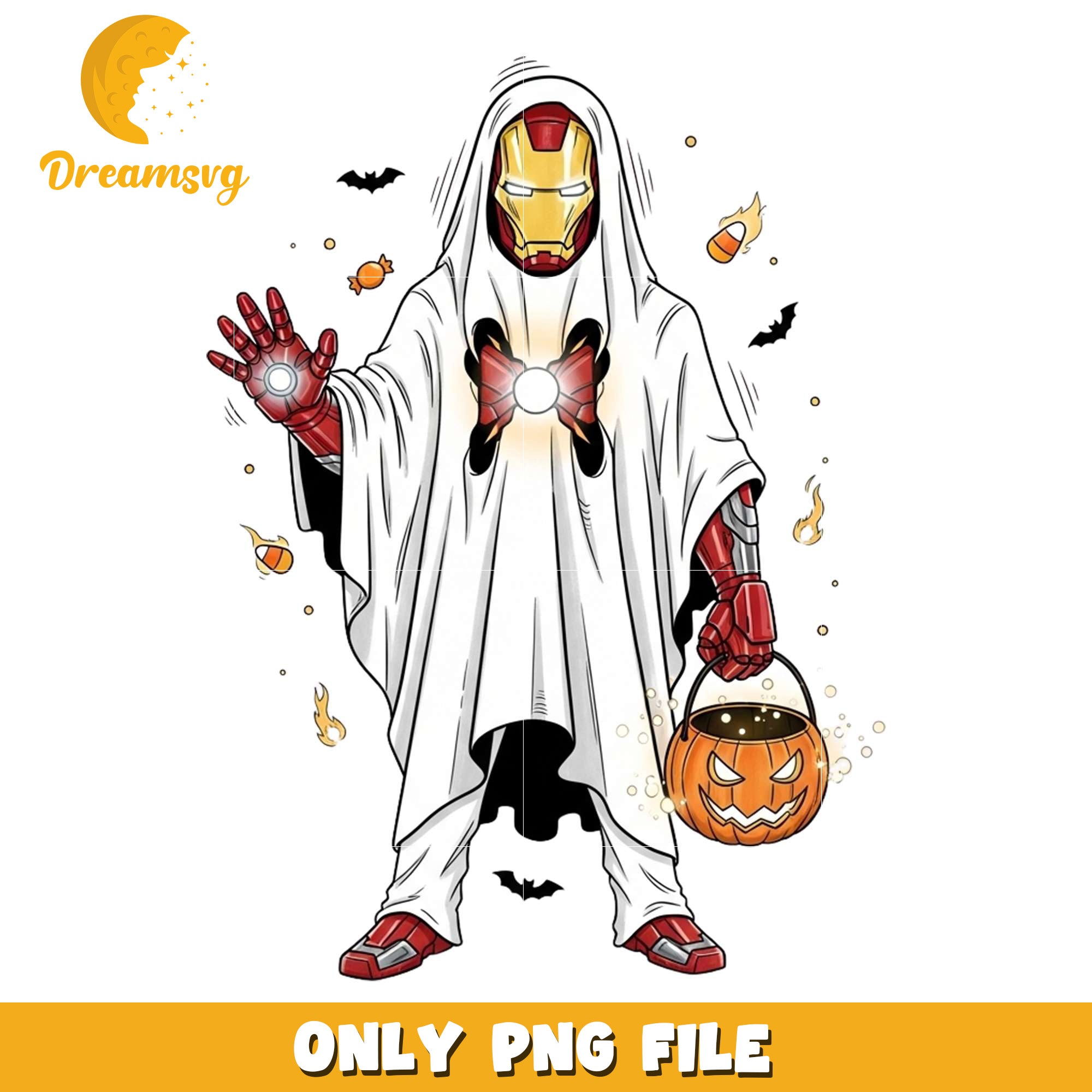Iron man ghost design png, halloween costumes​ png, trick or treat png